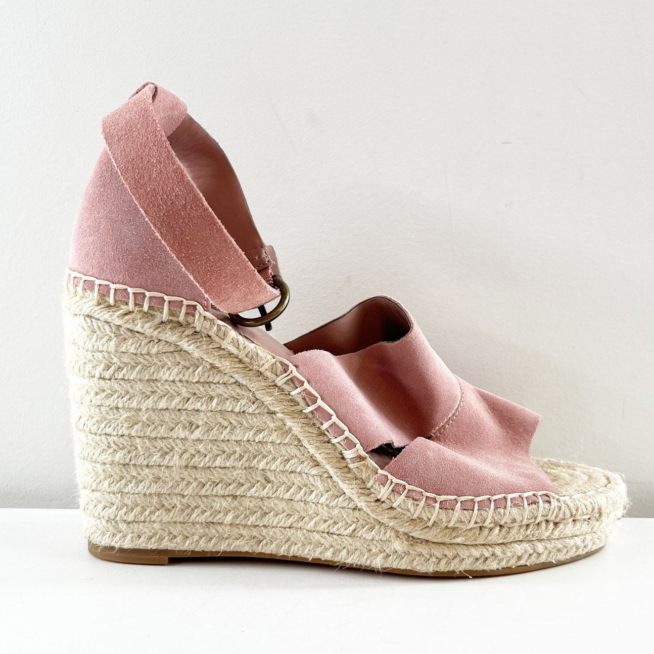 Treasure & Bond Sannibel Espadrille Wedge Sandals Suede Leather Pink 8
