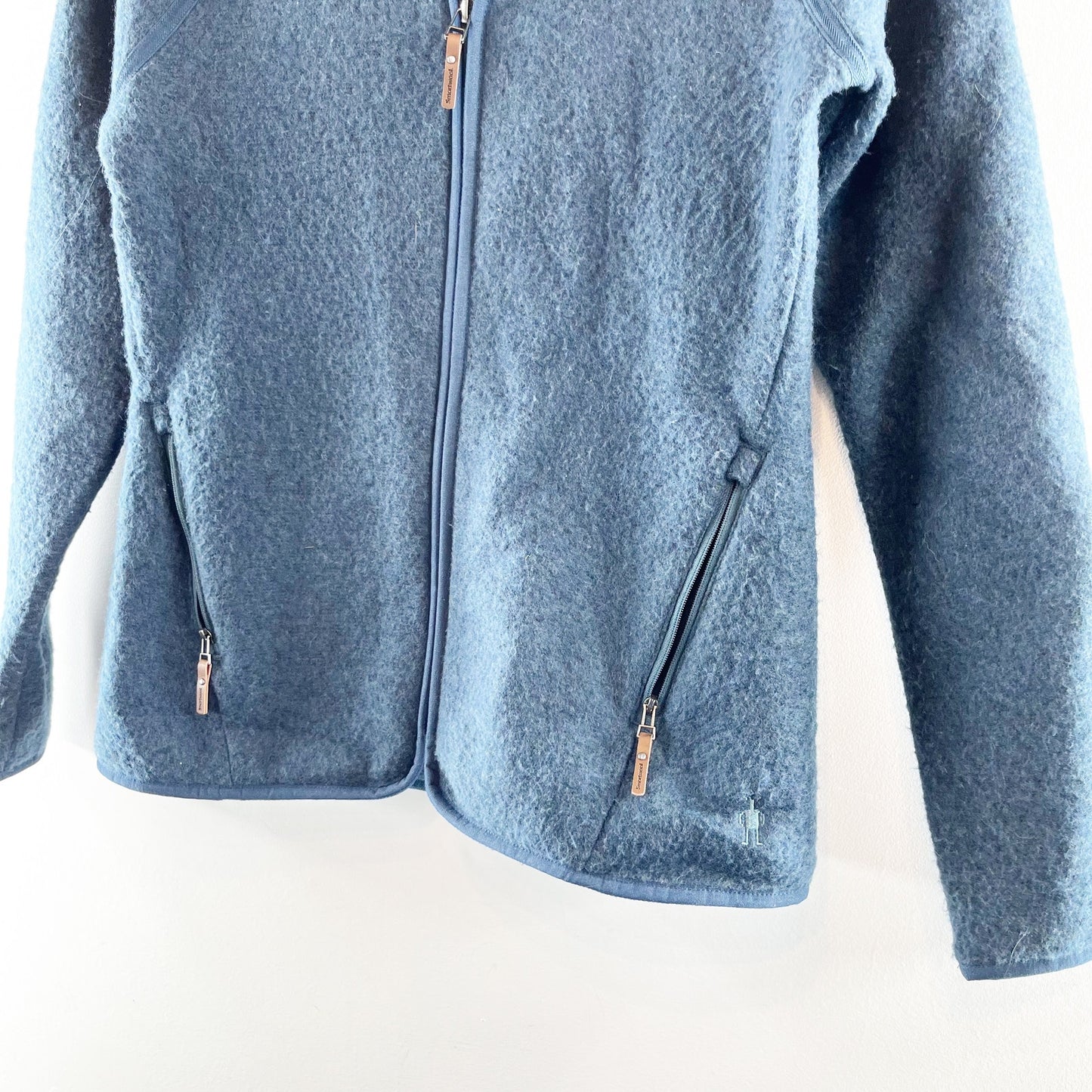 Smartwool Ful Zip Long Sleeve Zip Pockets Blue Small