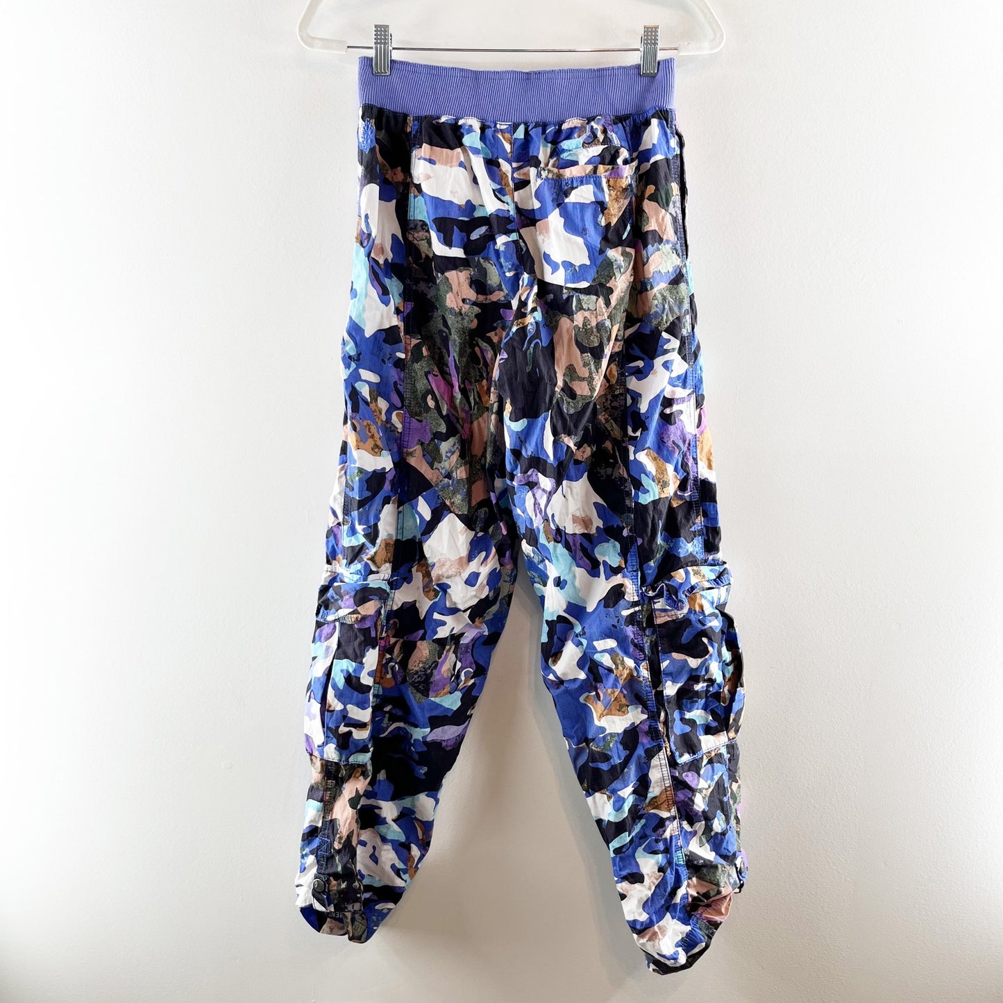 Free People Movement Mesmerize Me Camo Cargo Wide Leg Pants Purple Small