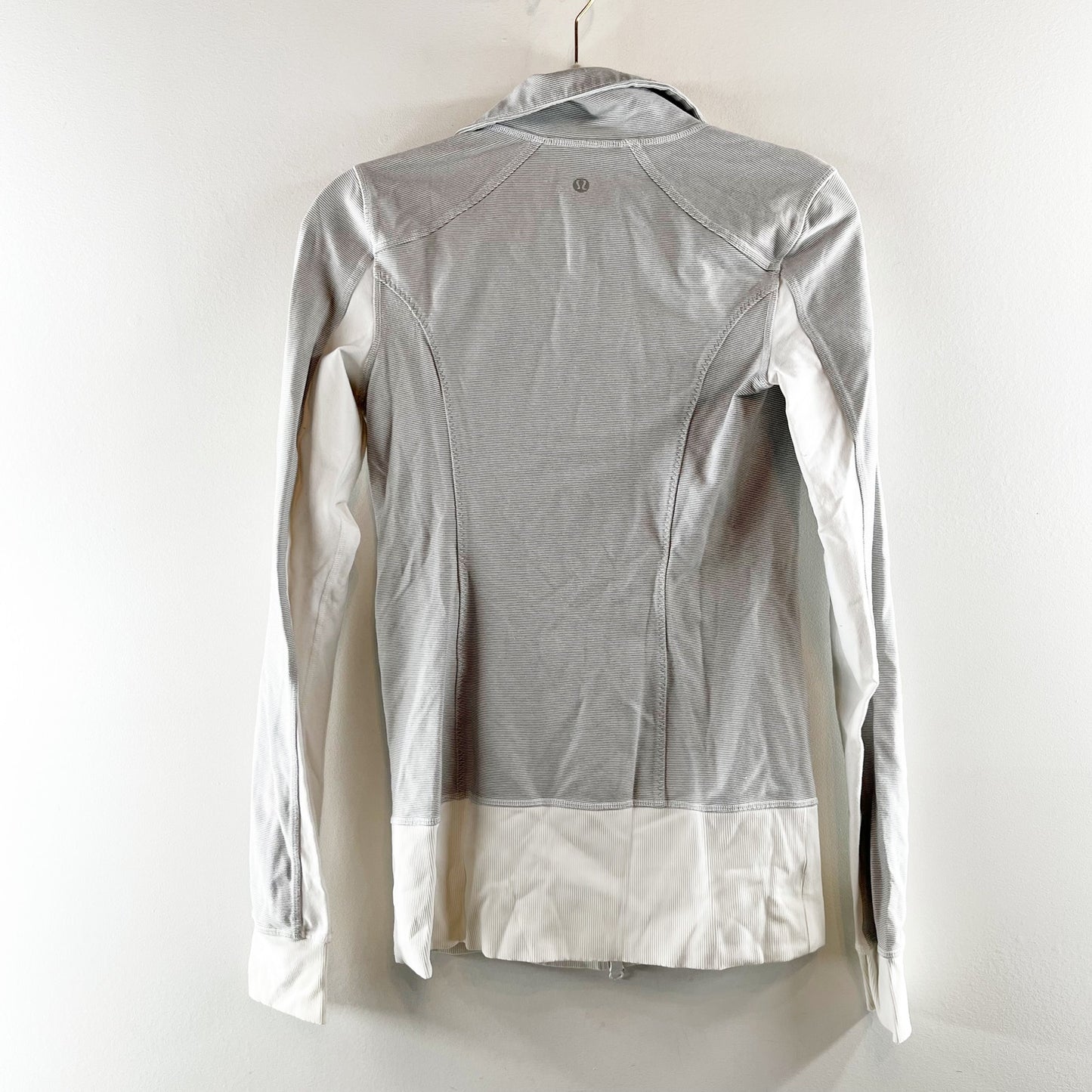 Lululemon Nice Asana Jacket Wee Stripe White Heathered Medium Grey White 6