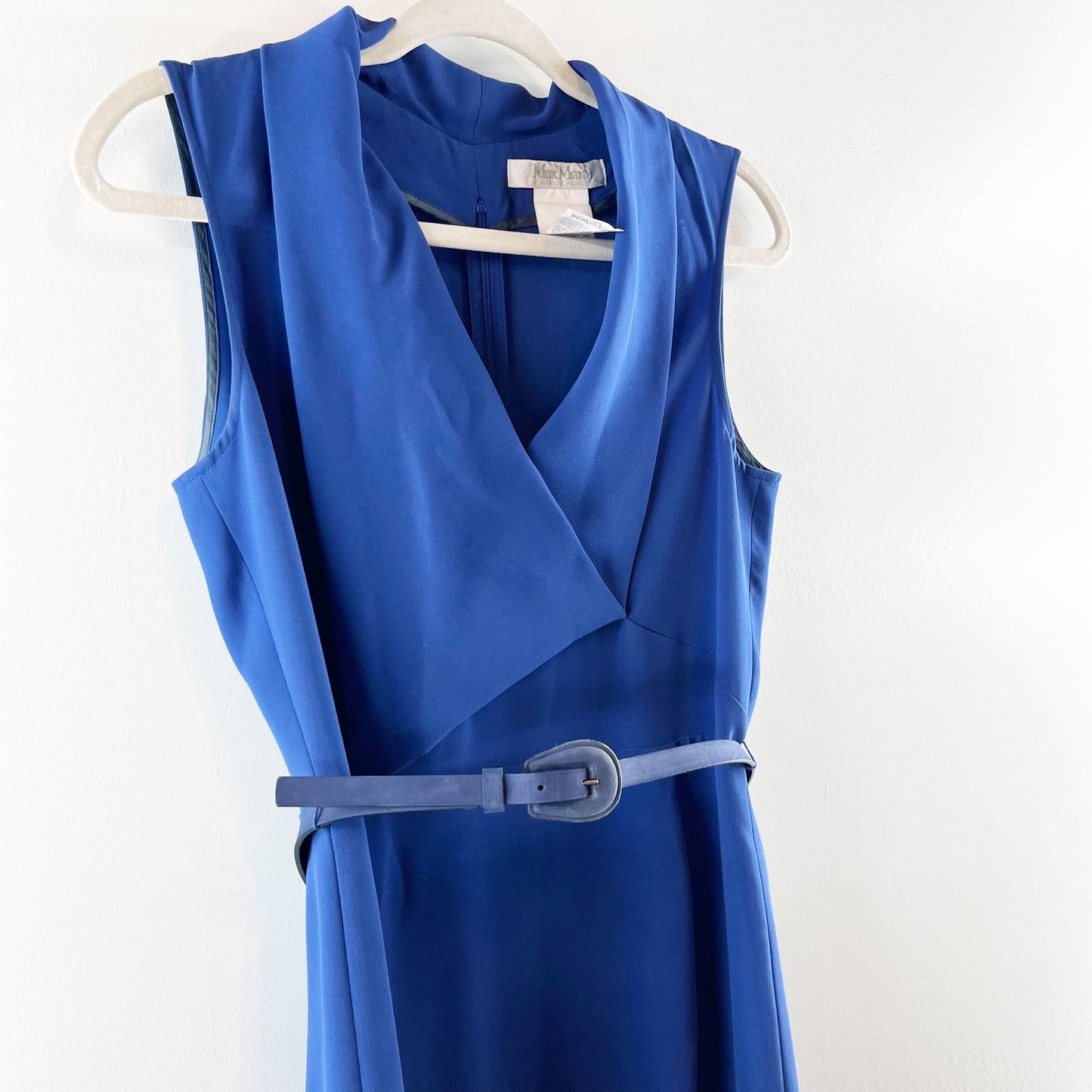 Max Mara Belted Sleeveless Sheath Knee Length Pencil Dress Royal Blue 12