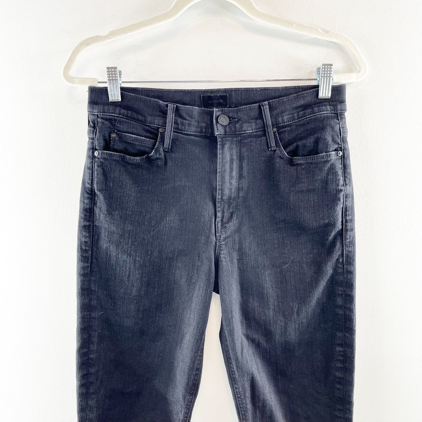 Mother The Mid Rise Dazzler Crop Ankle Jeans Not Guilty Wash Black 29 / 8