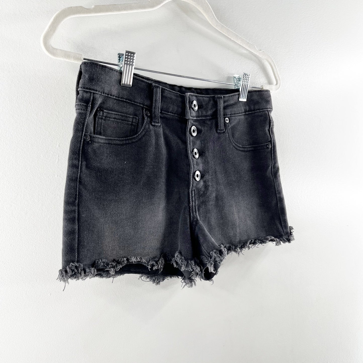 Kendall & Kylie High Rise Button Fly Hipster Shorts Black 5 / 27