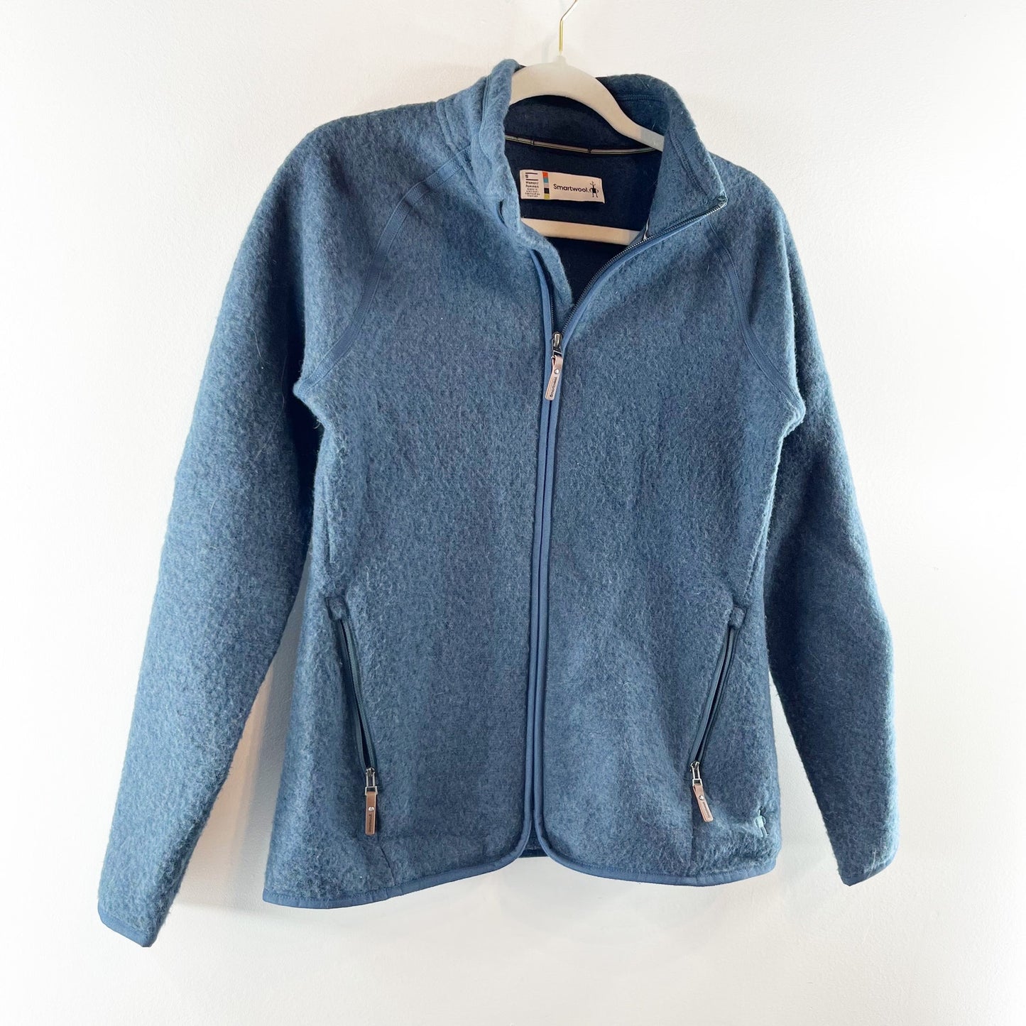Smartwool Ful Zip Long Sleeve Zip Pockets Blue Small