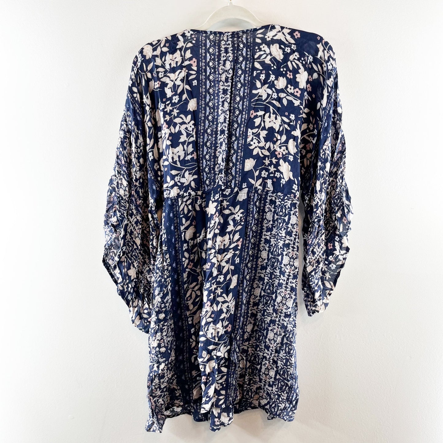 Lovestitch Kimono Bell Flare Sleeve V Neck Mini Dress Blue Medium