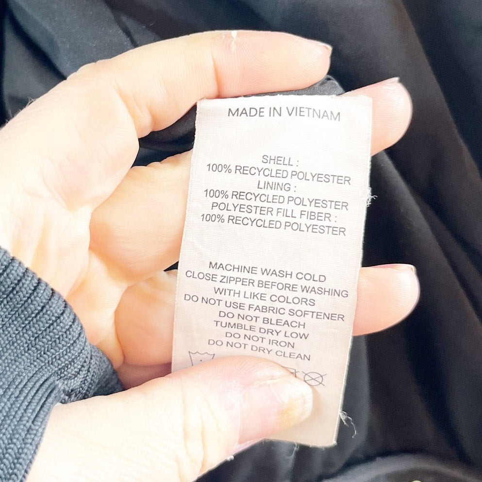 Quince Featherless Quilted Long Puffer Jacket Coat Black XL