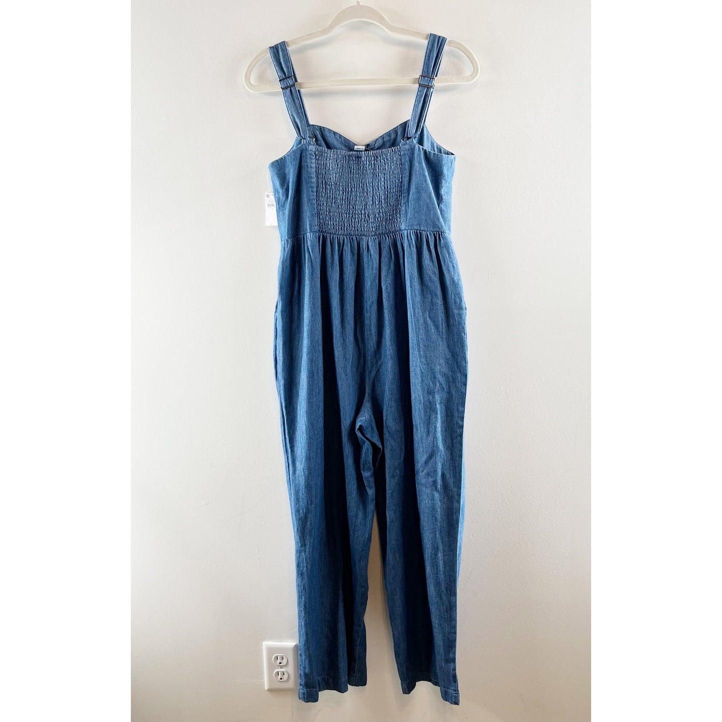 Old Navy Button Front Sweetheart Neck Cami Chambray Jumpsuit Blue Small
