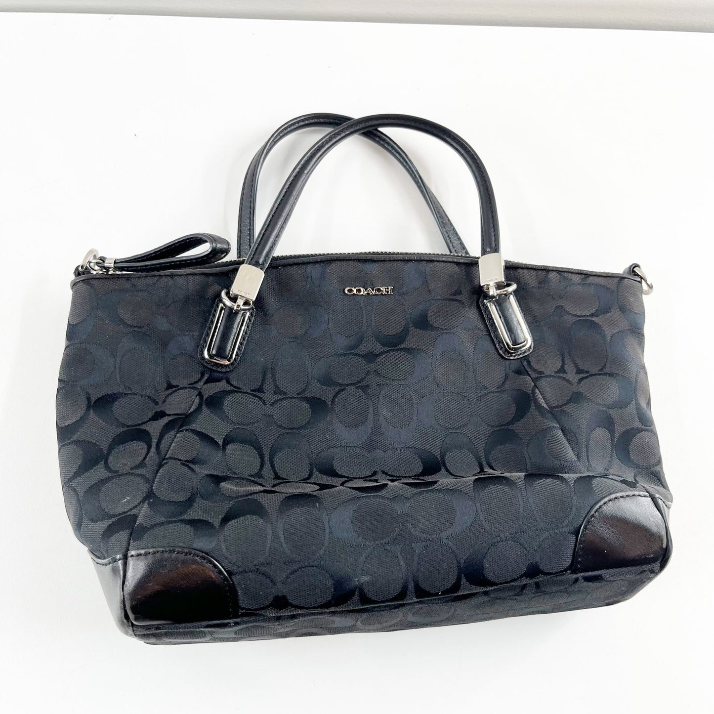 Coach Signature C Logo Madison Shoulder Tote Bag Black