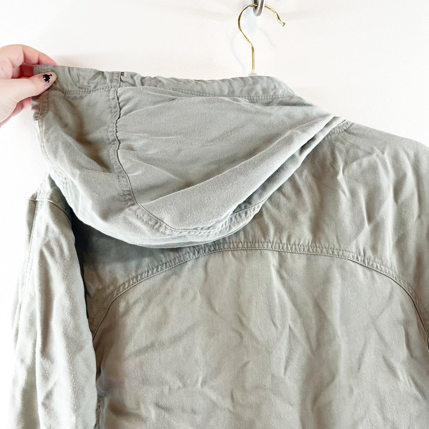 Abercrombie Utility Hooded Cropped Full Zip Jacket Green XXS