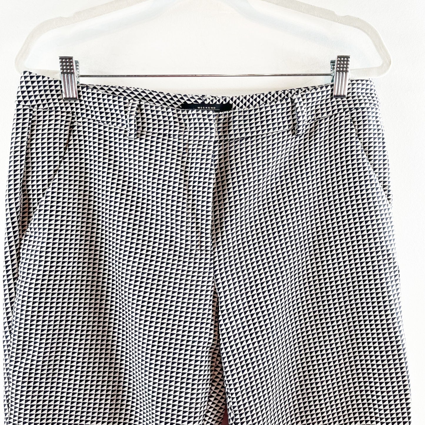 Weekend Max Mara High Rise Houndstooth Trouser Pants Gray 14