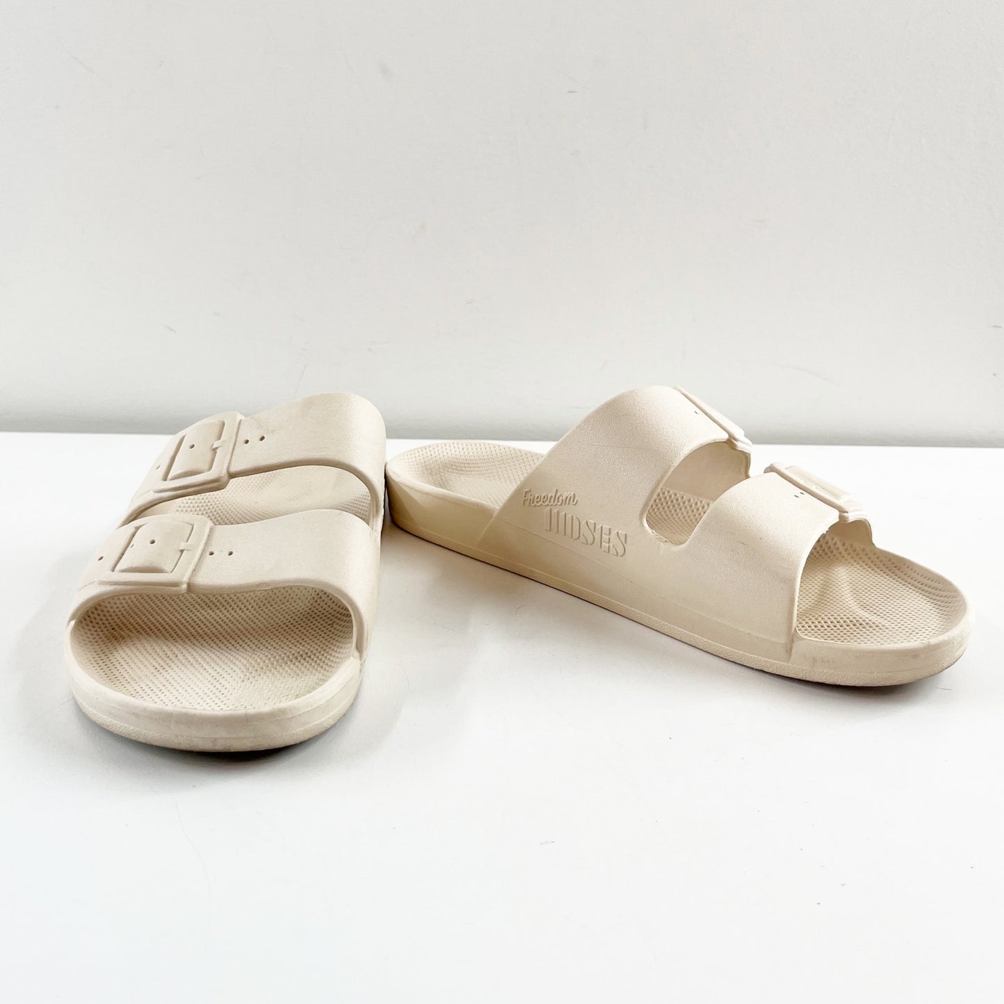 Moses Double Buckle Slide Sandals Stone Cream 38 / 39