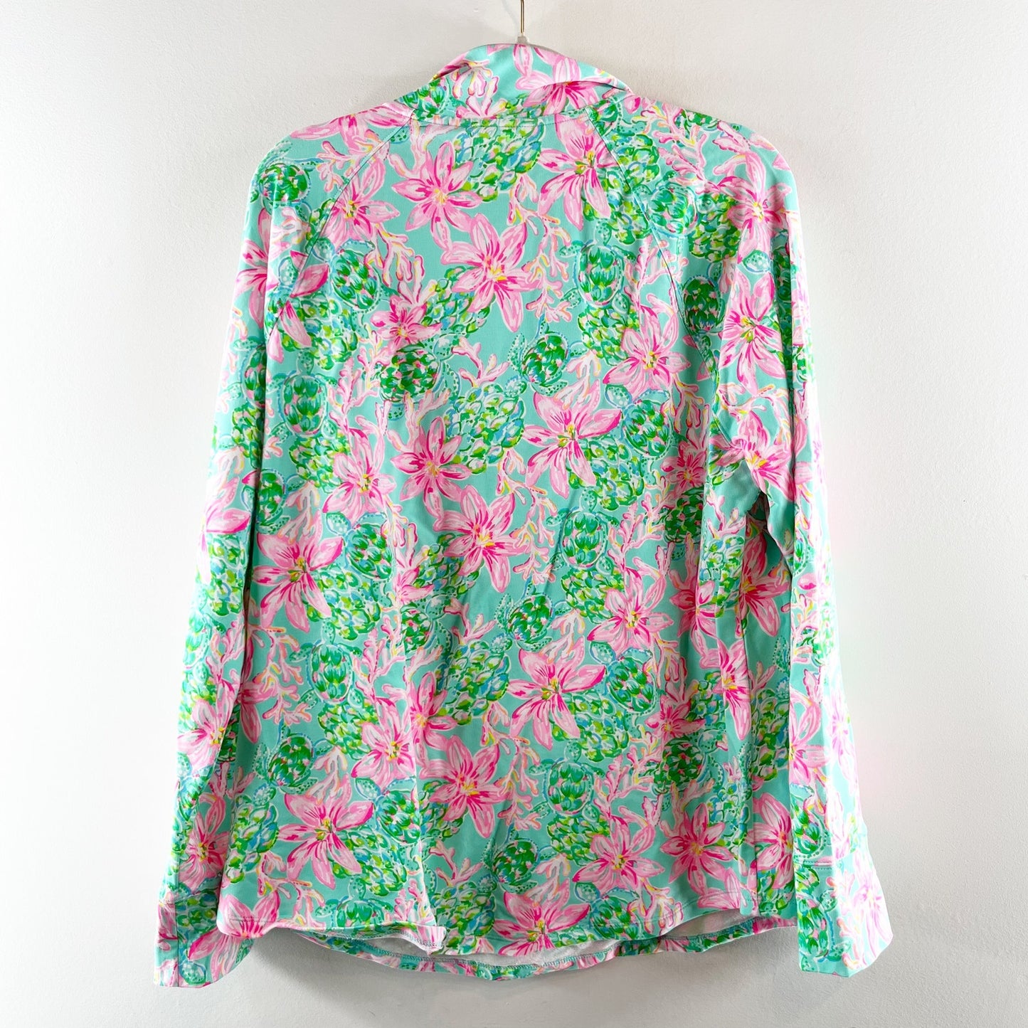 Lilly Pulitzer UPF 50+ Skipper Popover Floral Pullover Sweatshirt Surf Blue XL