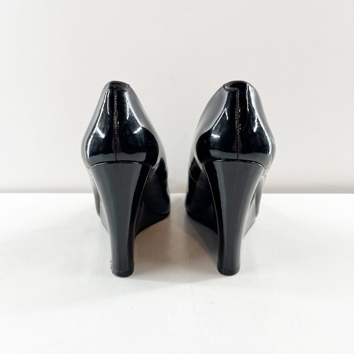 Ralph Lauren Jabine Patent Leather Wedge Pumps Heels Black 7