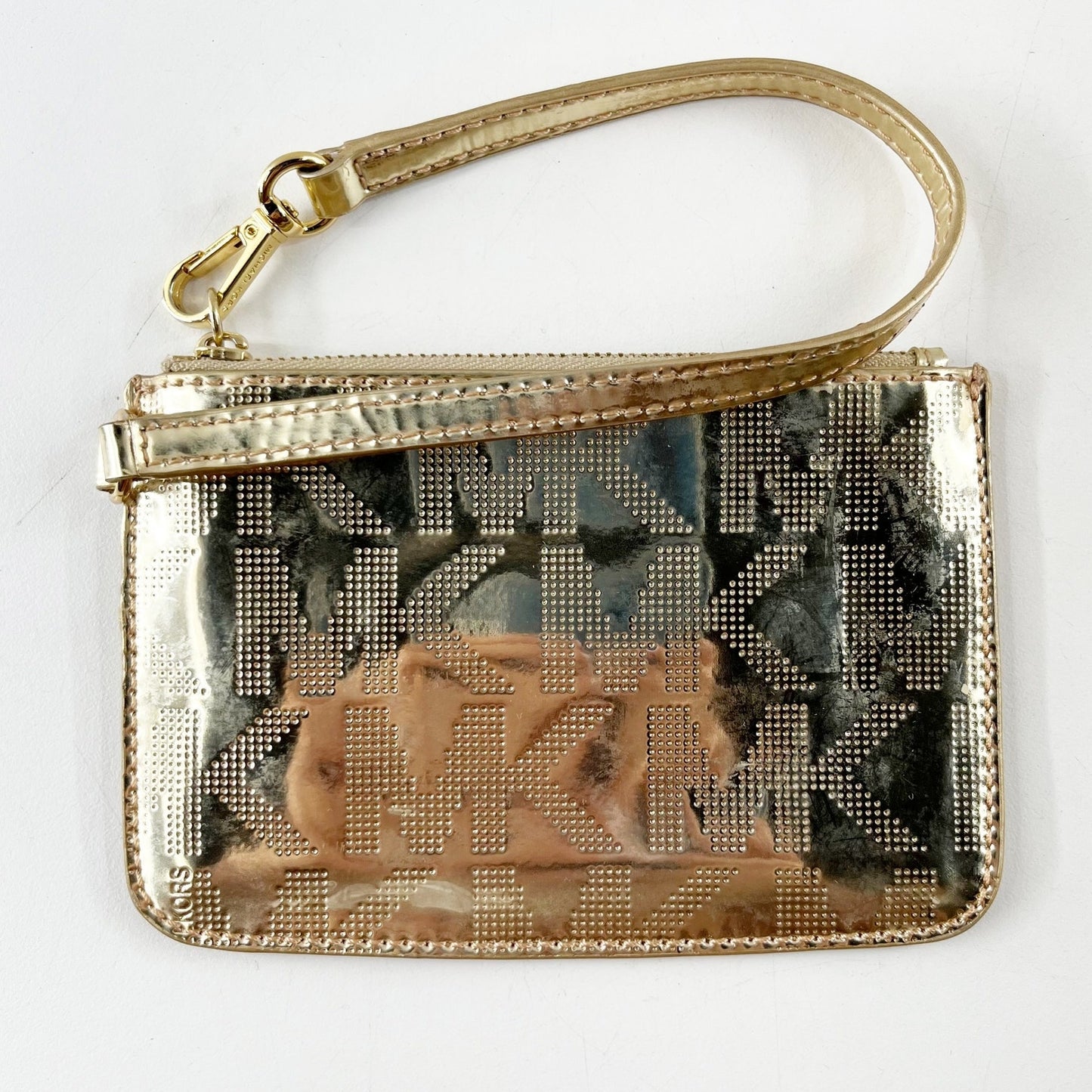 Michael Kors Metallic Leather Wristlet Wallet Gold