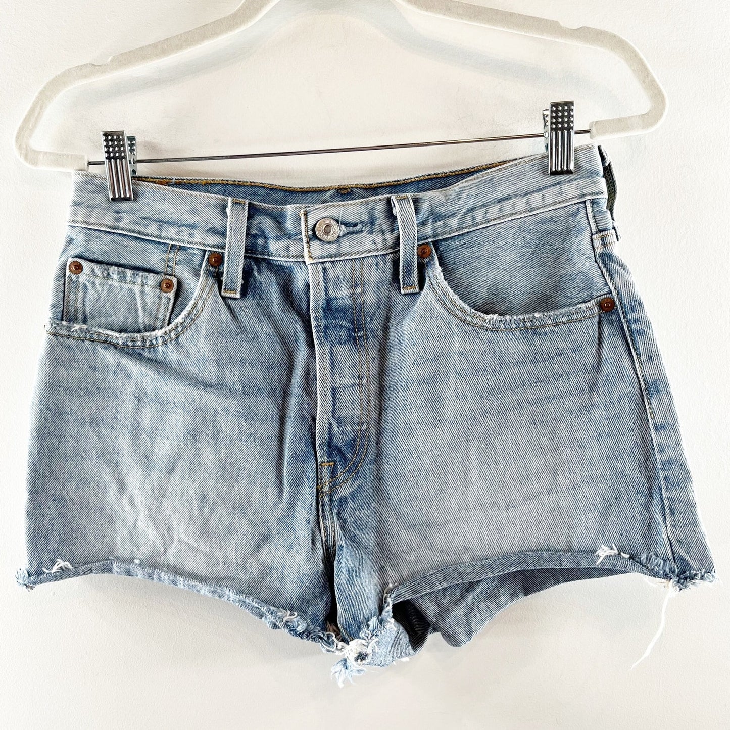 Levi's High Rise 501 Original Button Fly Jean Cutoff Shorts Blue 28 / 6