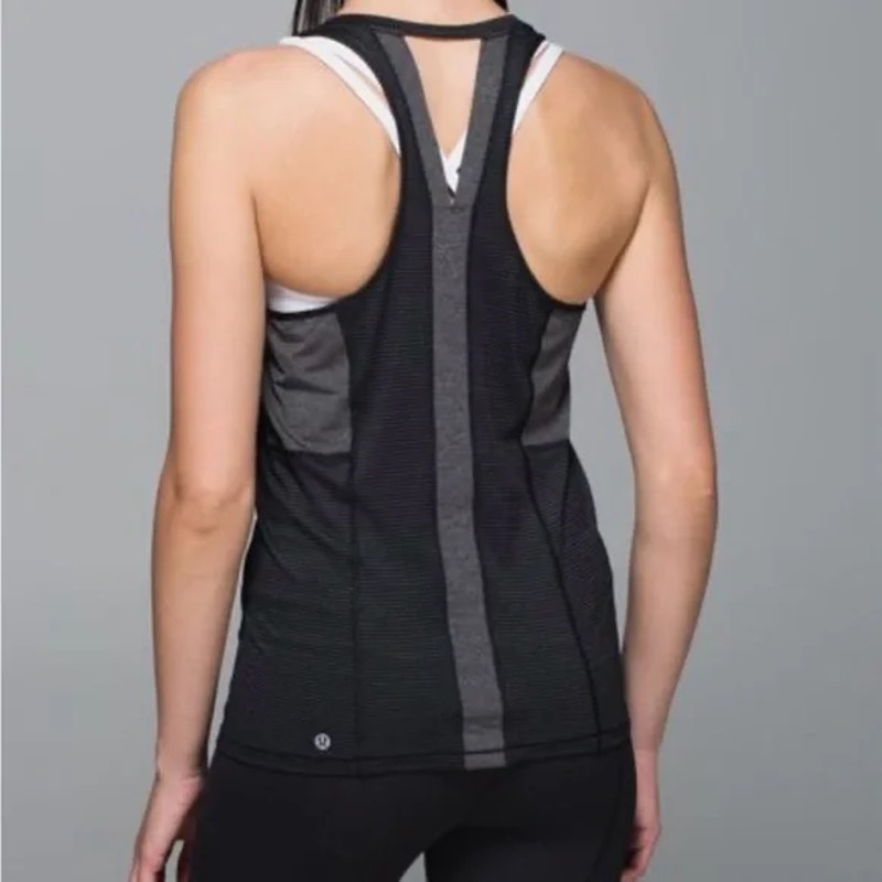 Lululemon Pedal To The Medal Singlet Tank Top Black Heathered Black Small