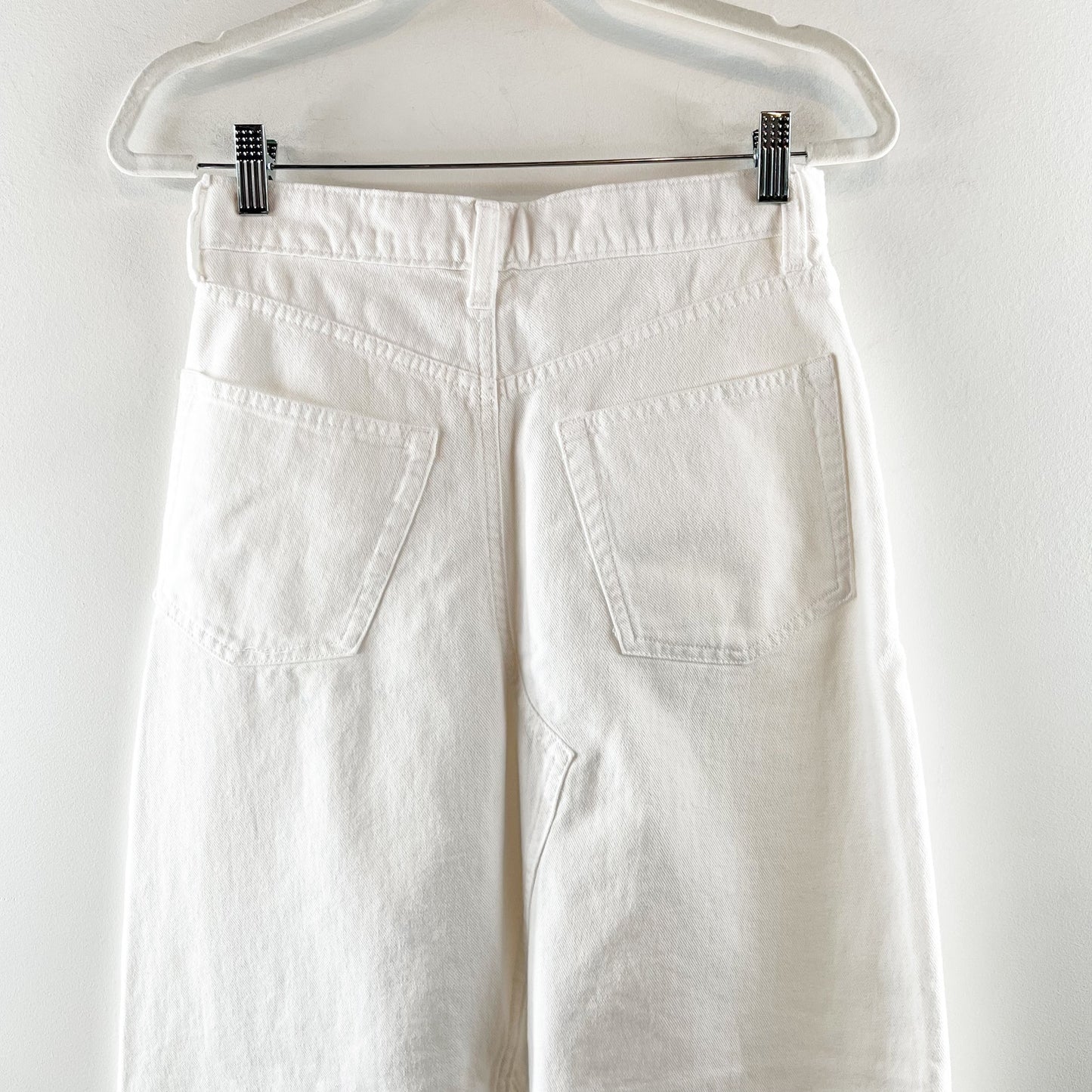 GAP Cotton A Line Raw Hem Slit Denim Midi Skirt White 2 / 26