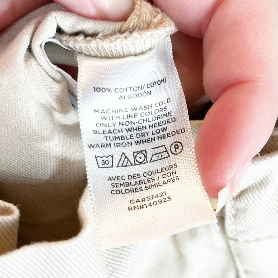 Loft Paperbag High Waisted Belted Tapered Straight Leg Pants Khaki Tan 14