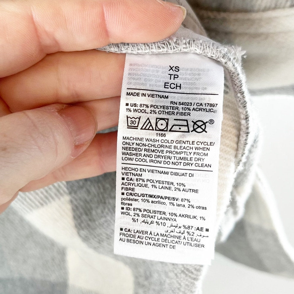 Old Navy Soft Brushed Utility Buffalo Plaid Check Shacket Gray White XS