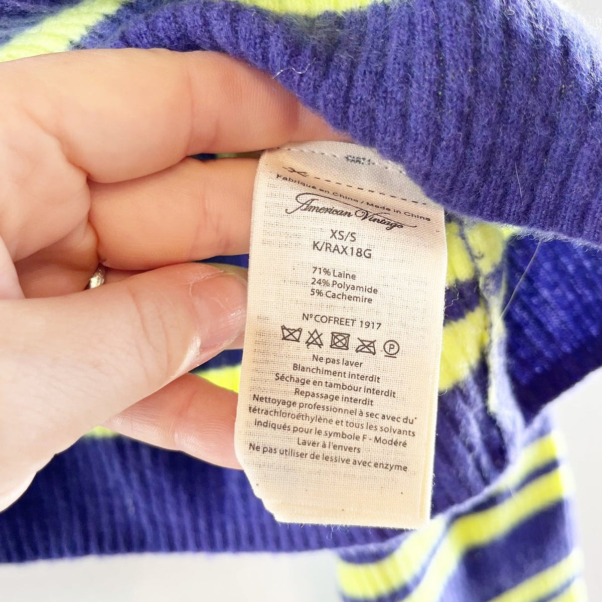 American Vintage x Evereve Raxow Sweater Violet Purple Yellow XS/S