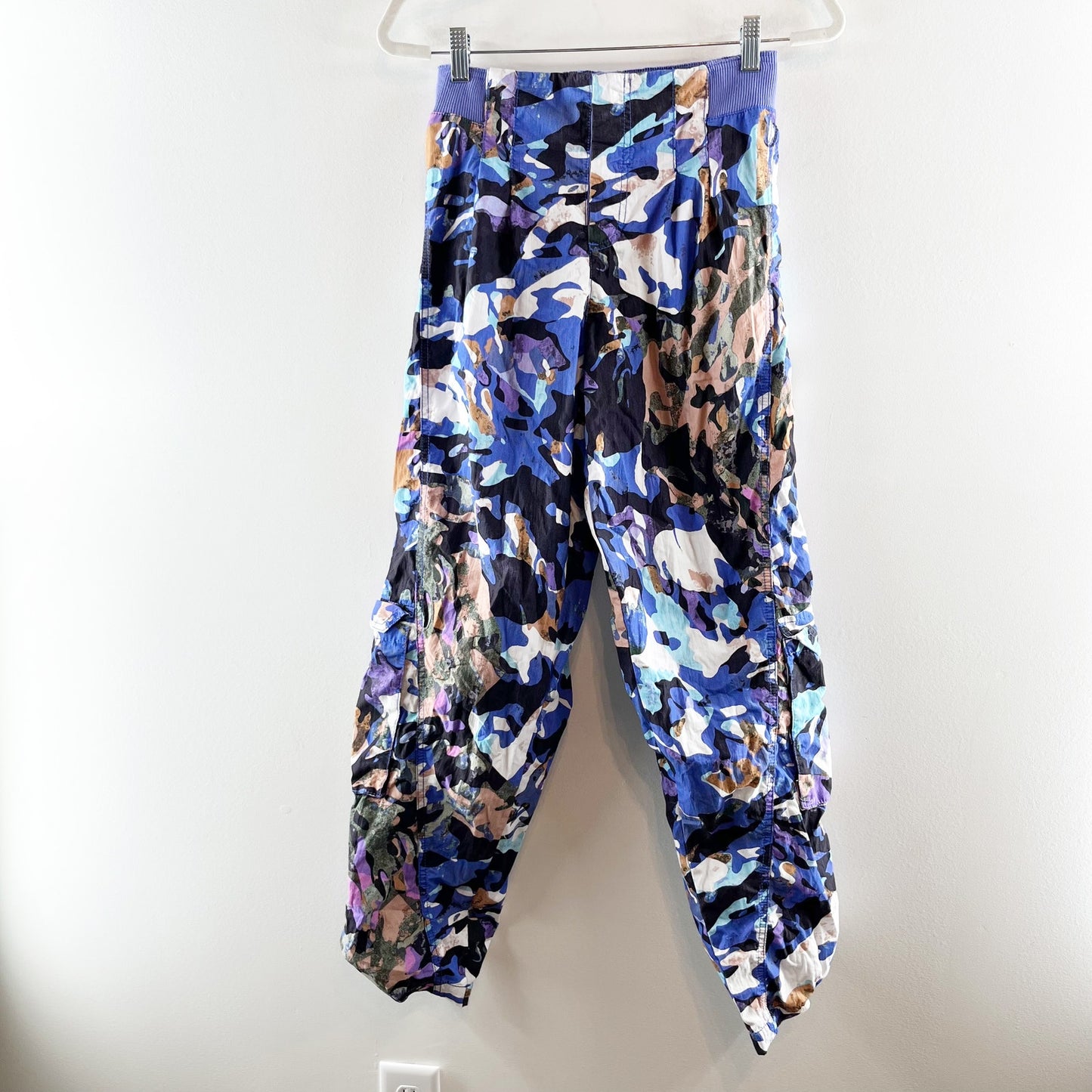 Free People Movement Mesmerize Me Camo Cargo Wide Leg Pants Purple Small