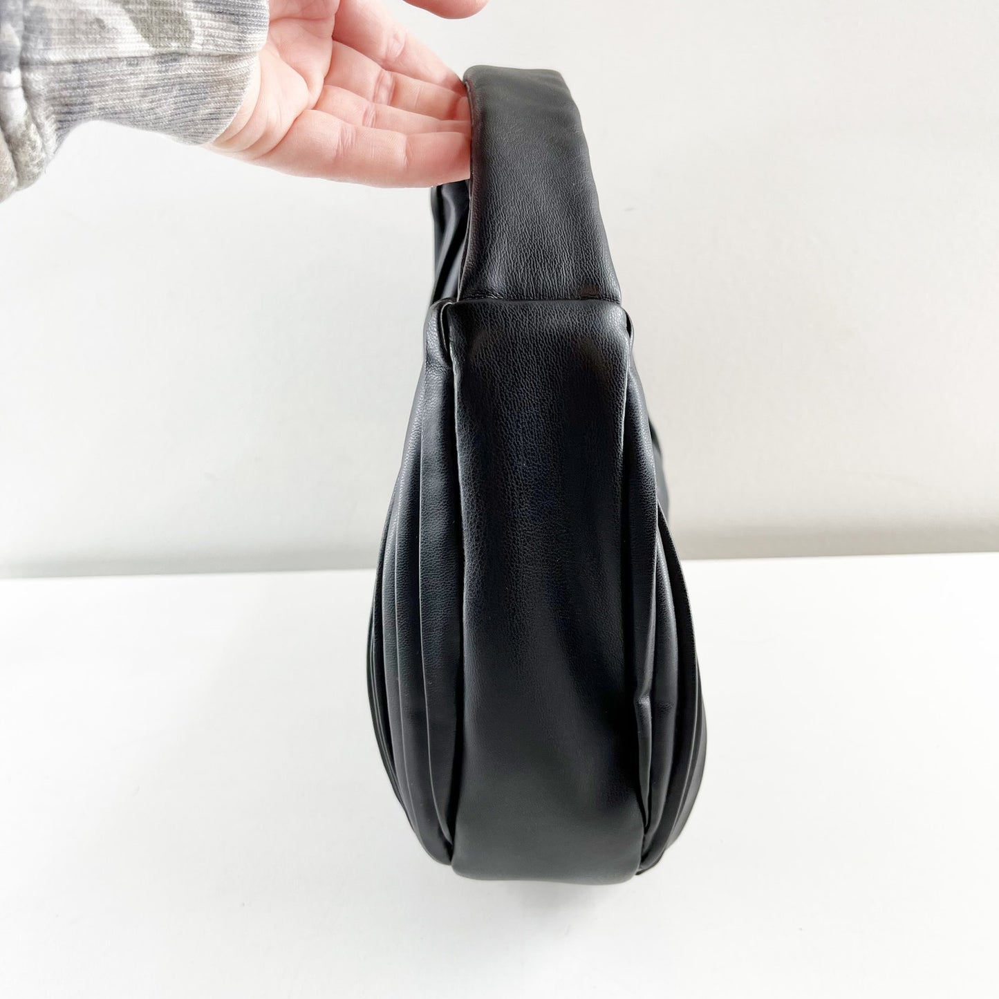 Topshop Pleated Plisse Shoulder Mini Bag Purse Black