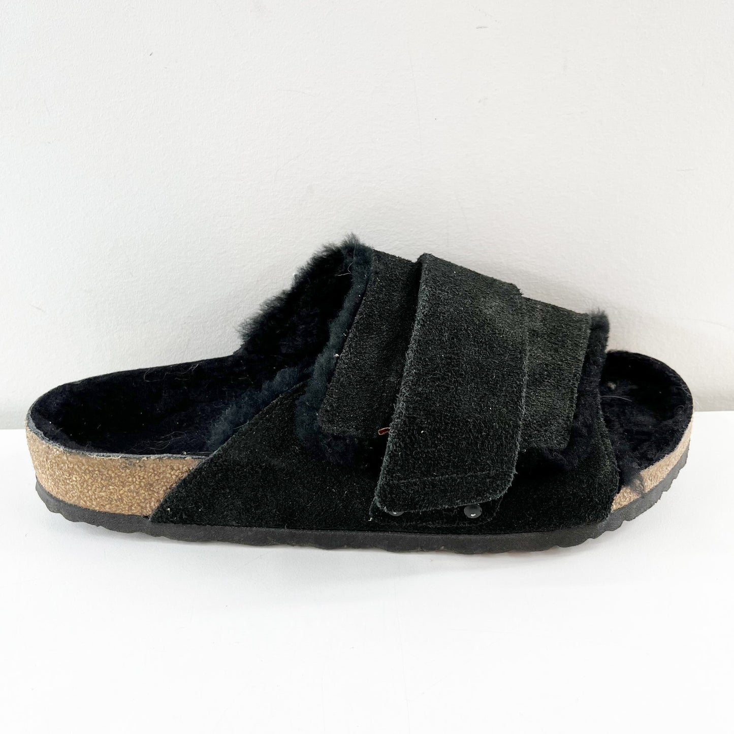 Birkenstock Kyoto Shearling Suede Leather Slide Sandals Black 43 / W M10