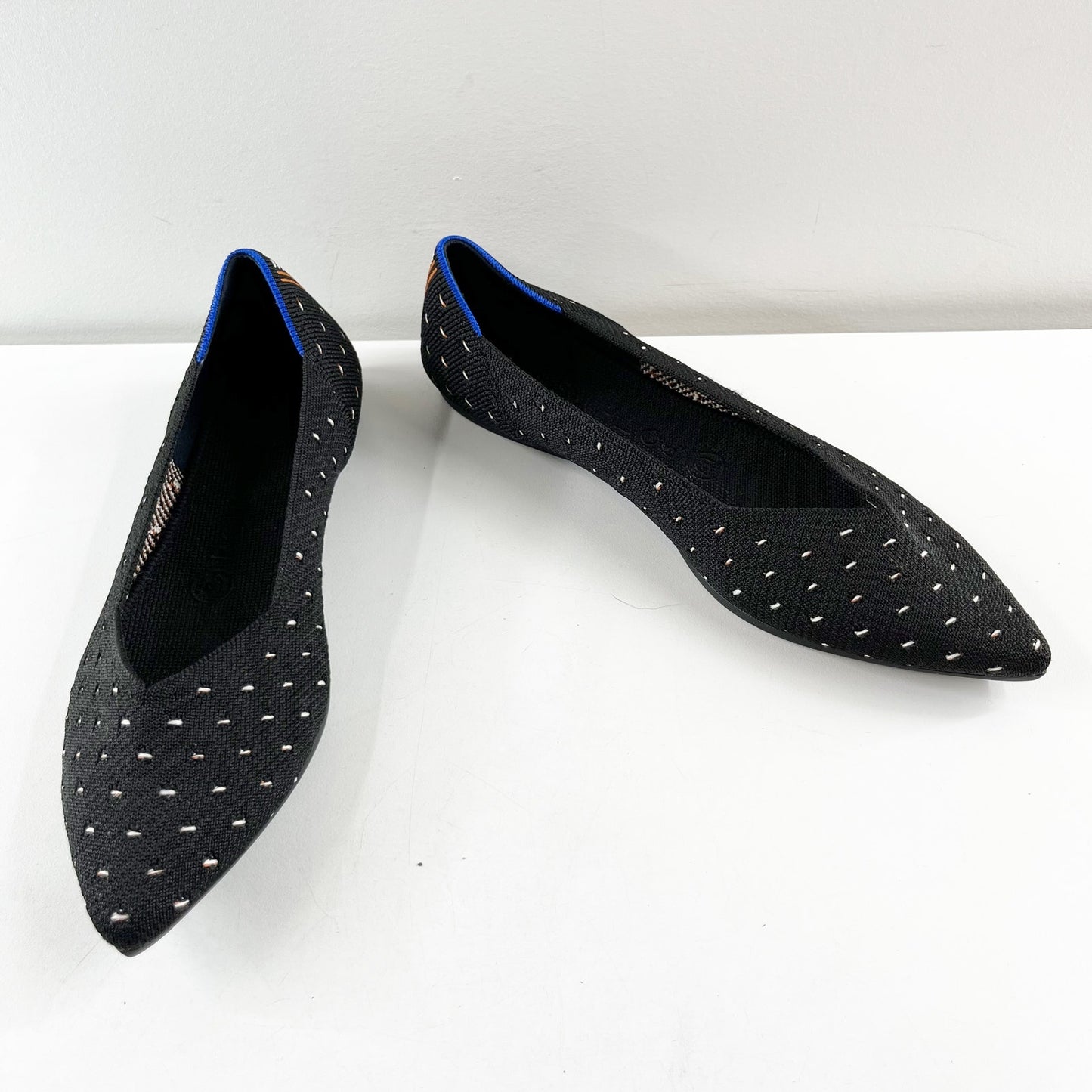 Rothy's The Point Ivory Polka Dot Print Black 8