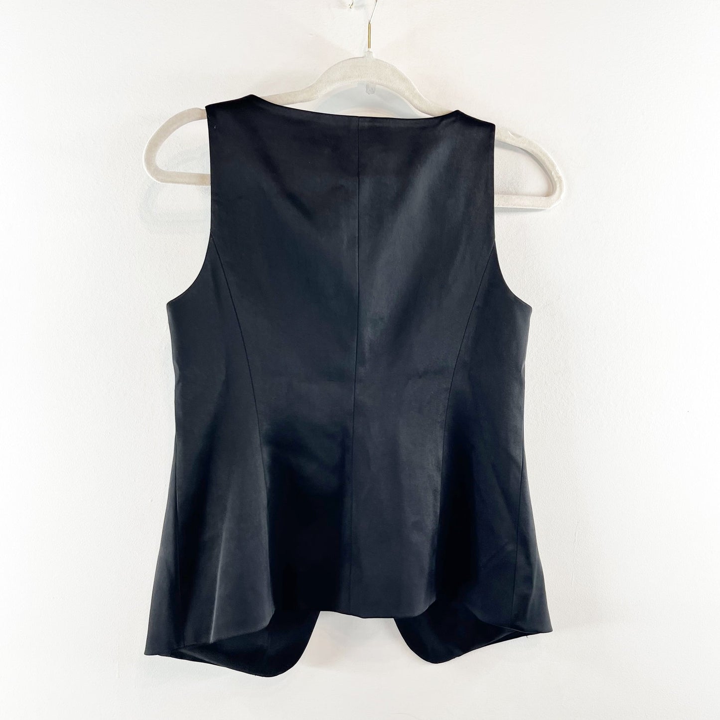 Banana Republic Satin Sleeveless Square-Neck Long Vest Black Petite 2
