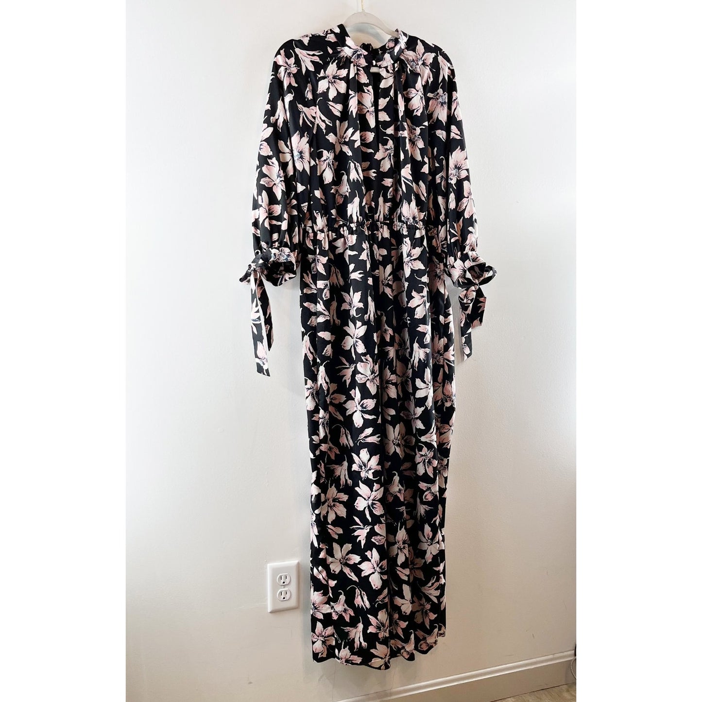 Madewell Winter Orchid Tie-Sleeve Wide Leg Jumpsuit Brigette True Black XXL