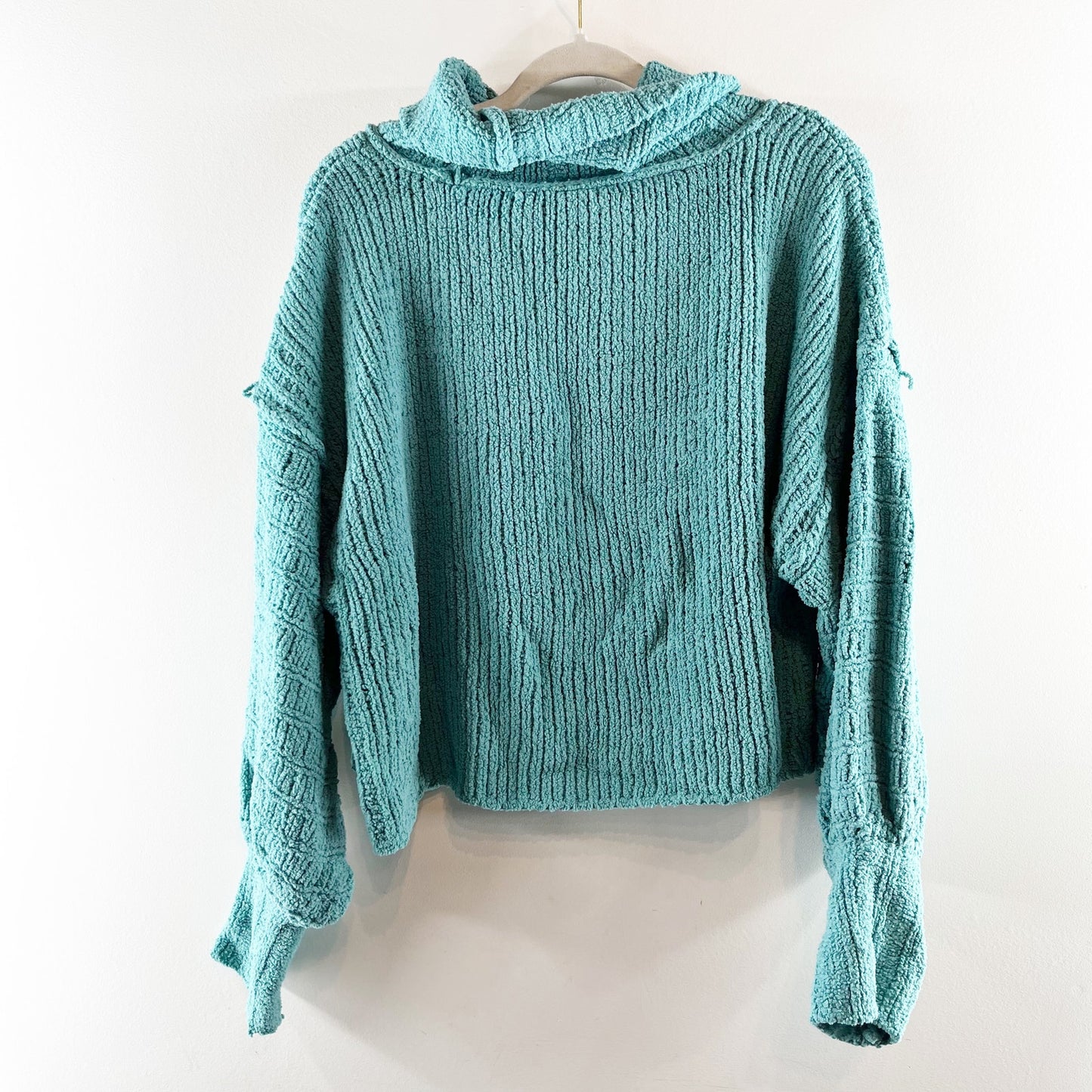 Free People Be Yours Fun Cowl Neck Boxy Sweater Green Large