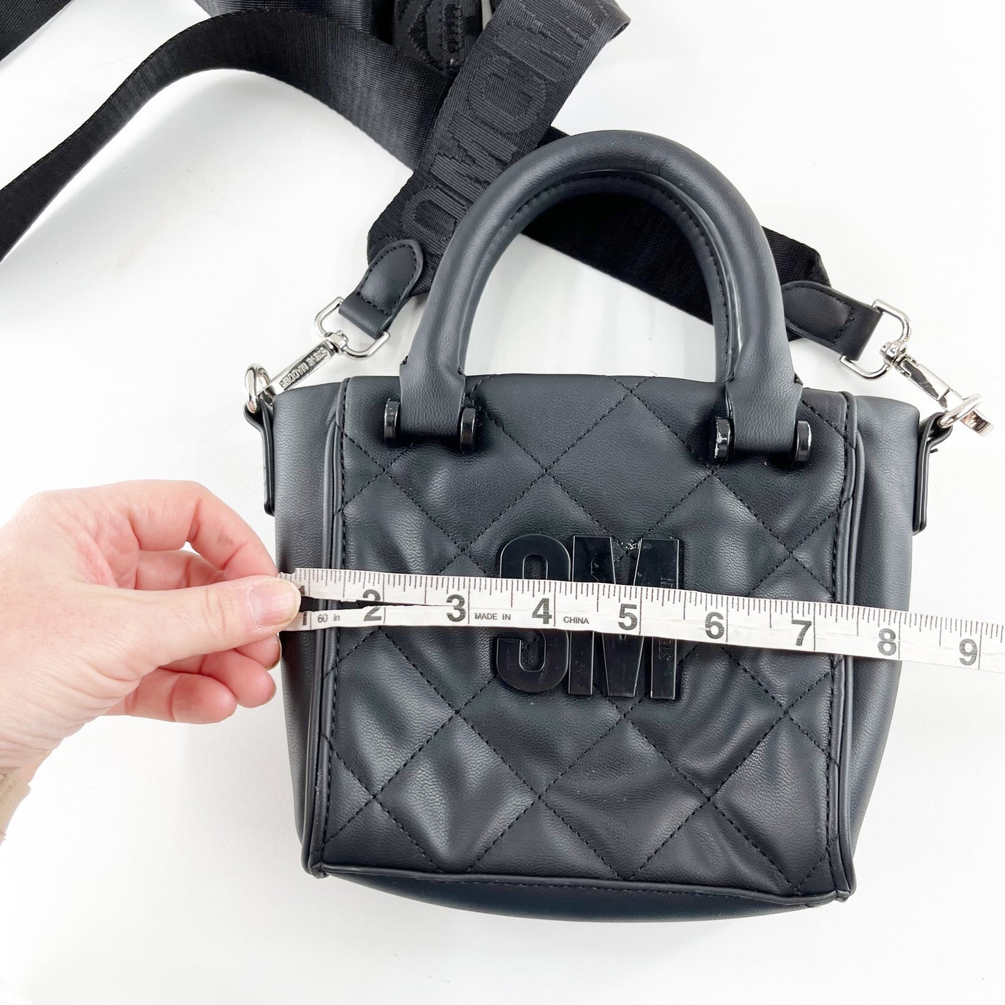 Steve Madden Quilted Mini Crossbody Purse Bag Black