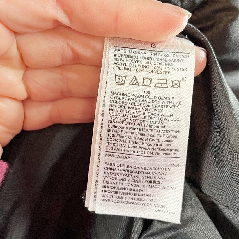 GAP Relaxed Cold Control Long Sherpa Puffer Coat Jacket Black Large