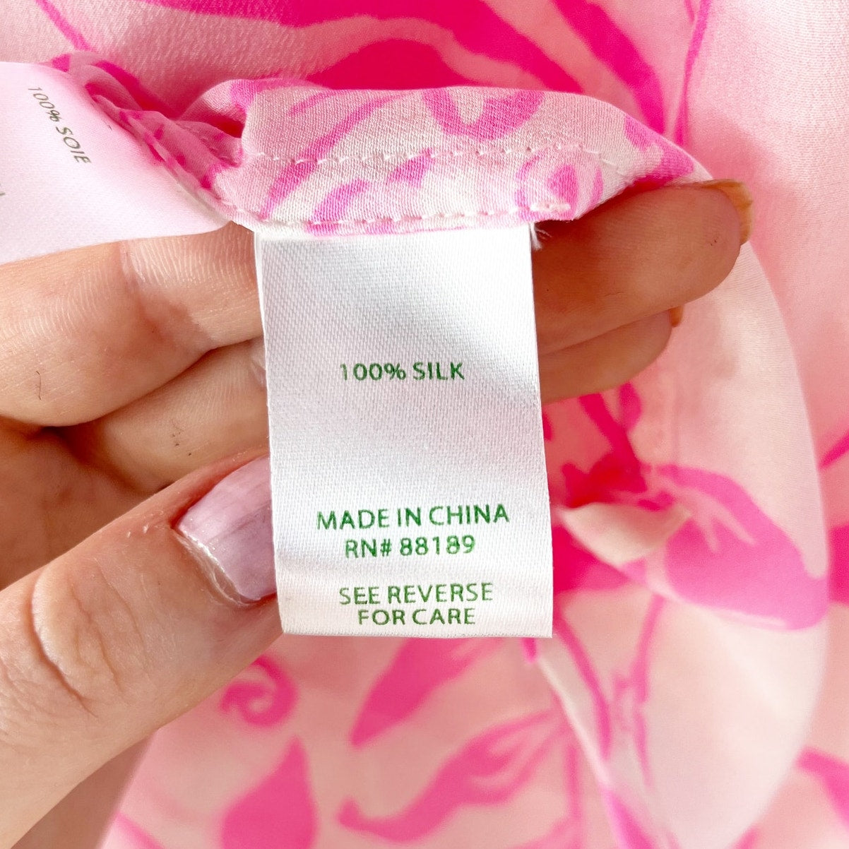 Lilly Pulitzer Elsa Silk Long Sleeve Tropical Print Blouse Top Pink White Small