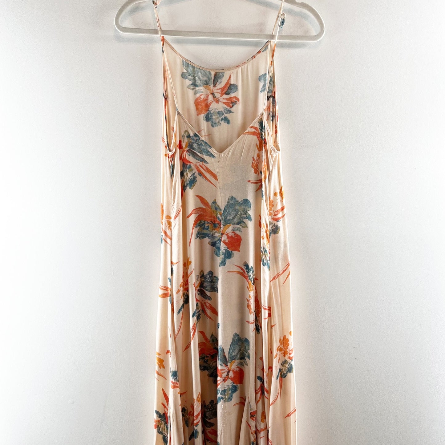Free People Star Chasing Floral Maxi Slip Dress in Hibiscus Cream Combo Small