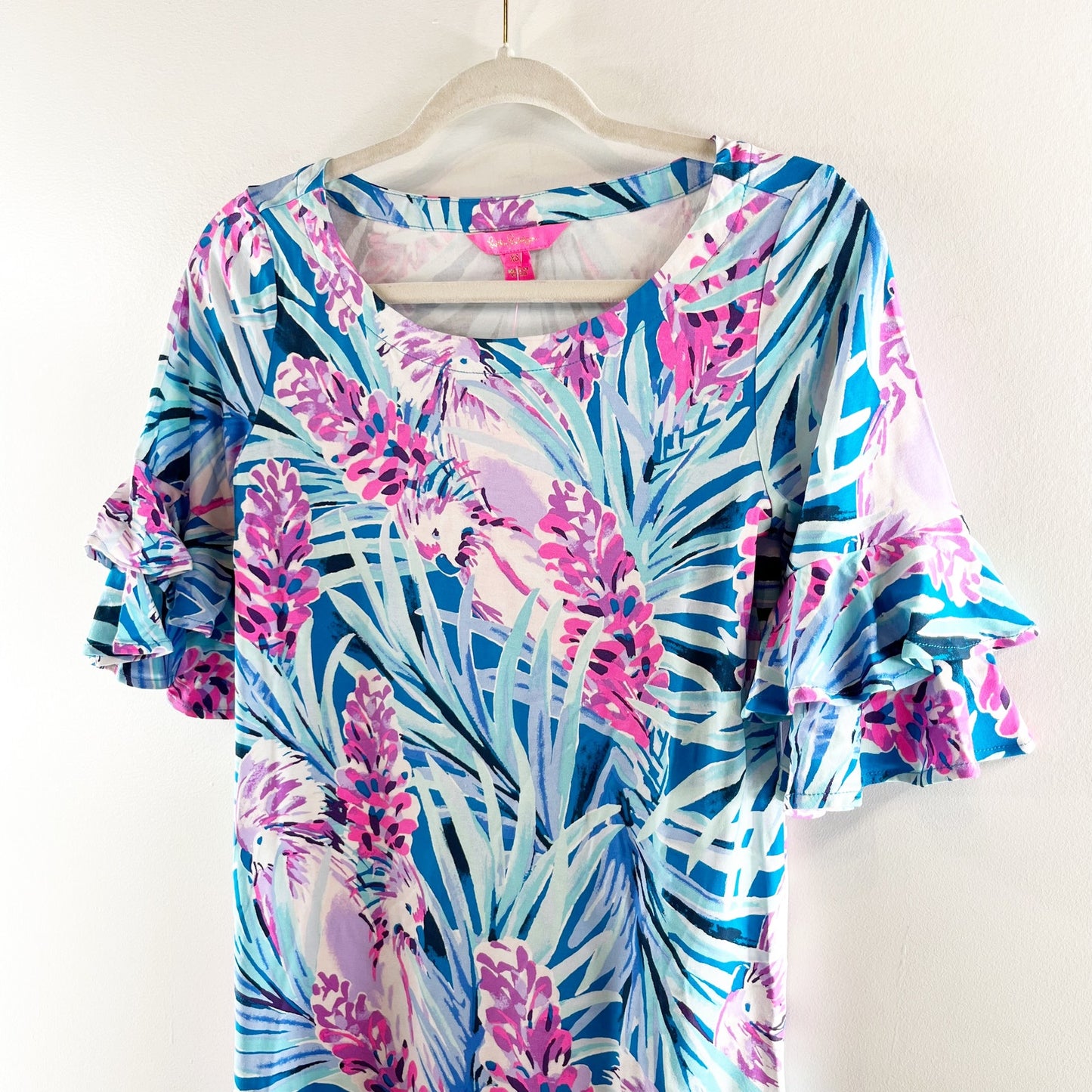 Lilly Pulitzer Short Sleeve Lula Mini Dress in Mr. Peacock Blue Pink XS