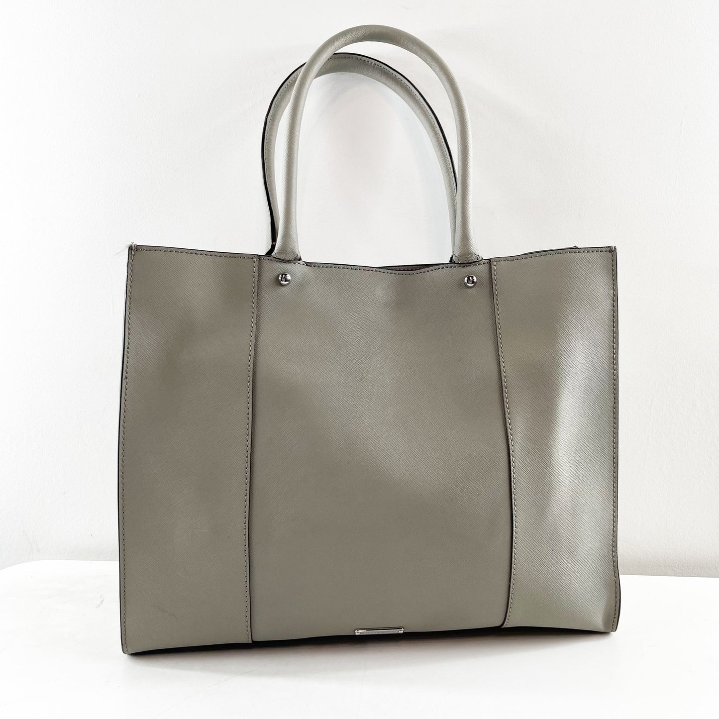 Rebecca Minkoff MAB Leather Square Tote Bag Purse Gray