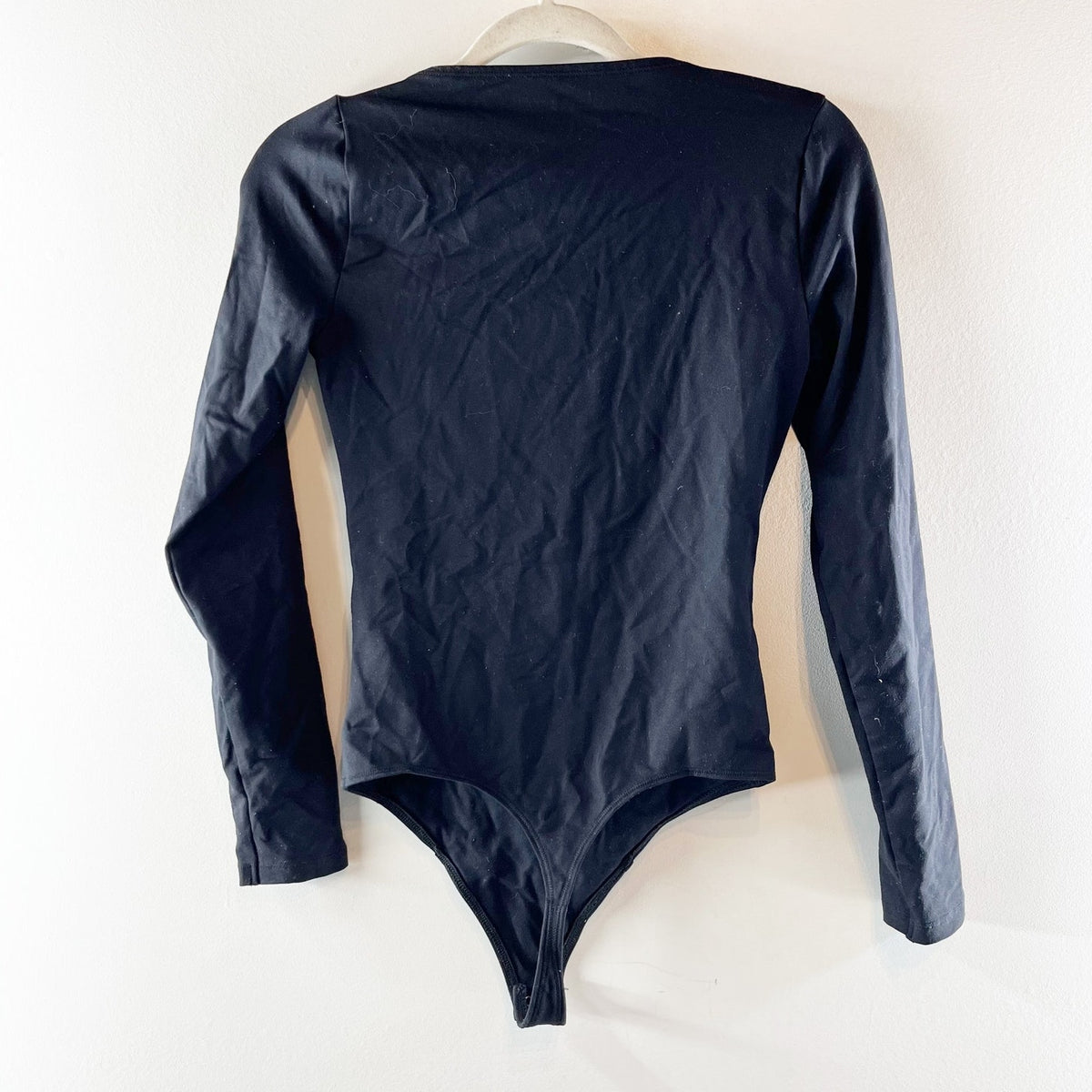 Abercrombie & Fitch Square Neck Seamed Long Sleeve Bodysuit Black Small