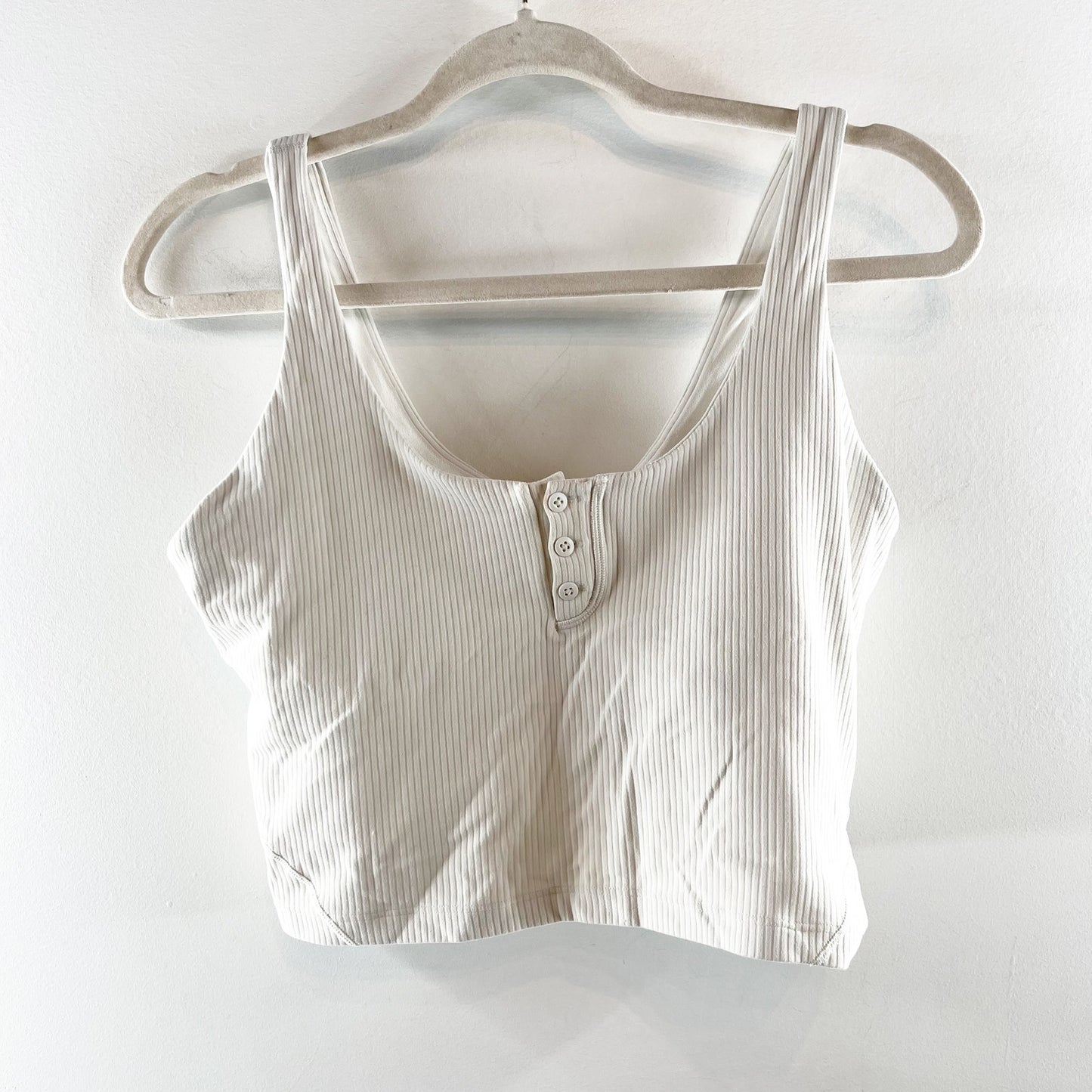 Lululemon Align Ribbed Henley Cropped Tank Top Bone Cream White 10