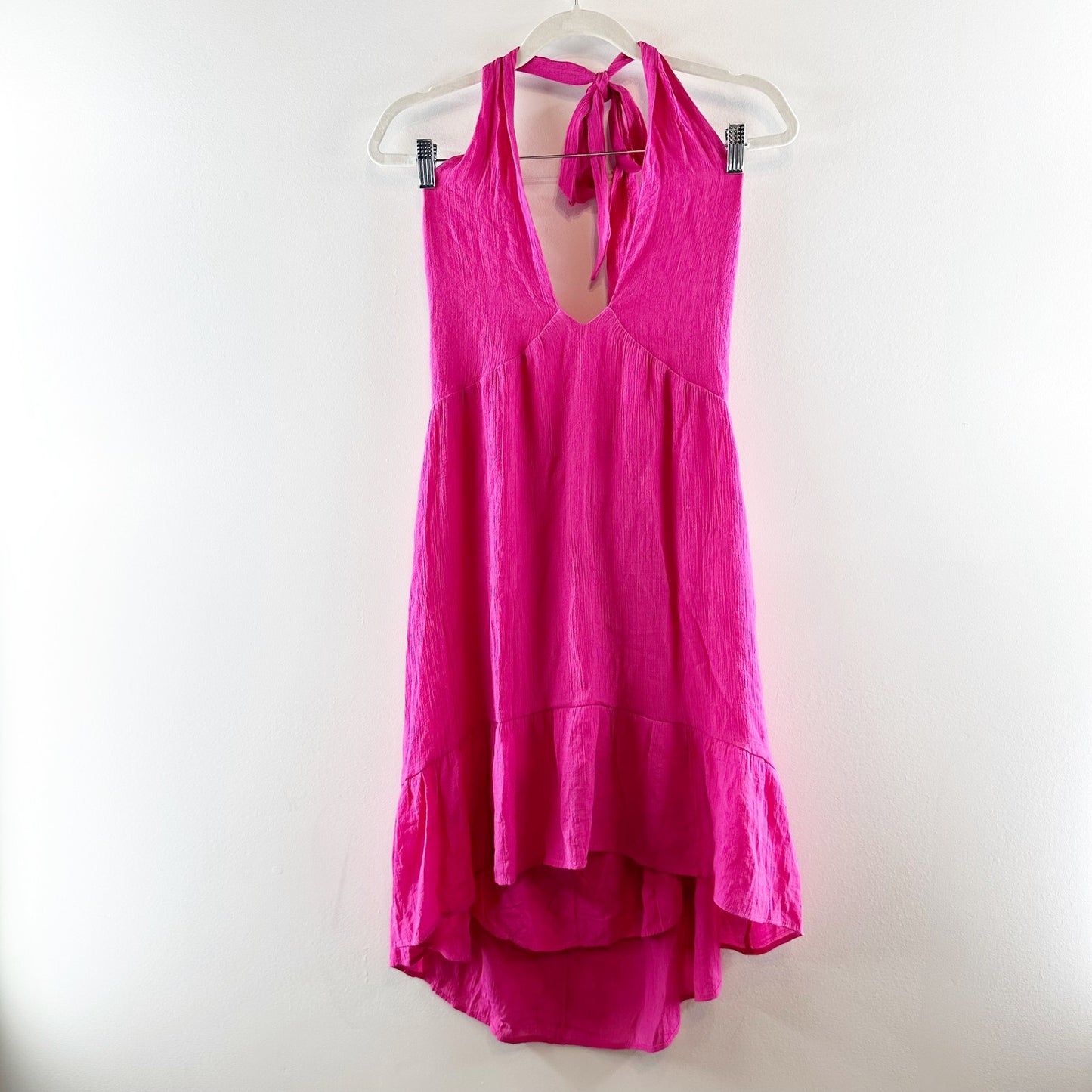 Pink Lily Cruise Through Town Halter Keyhole Mini Dress Hot Pink Large