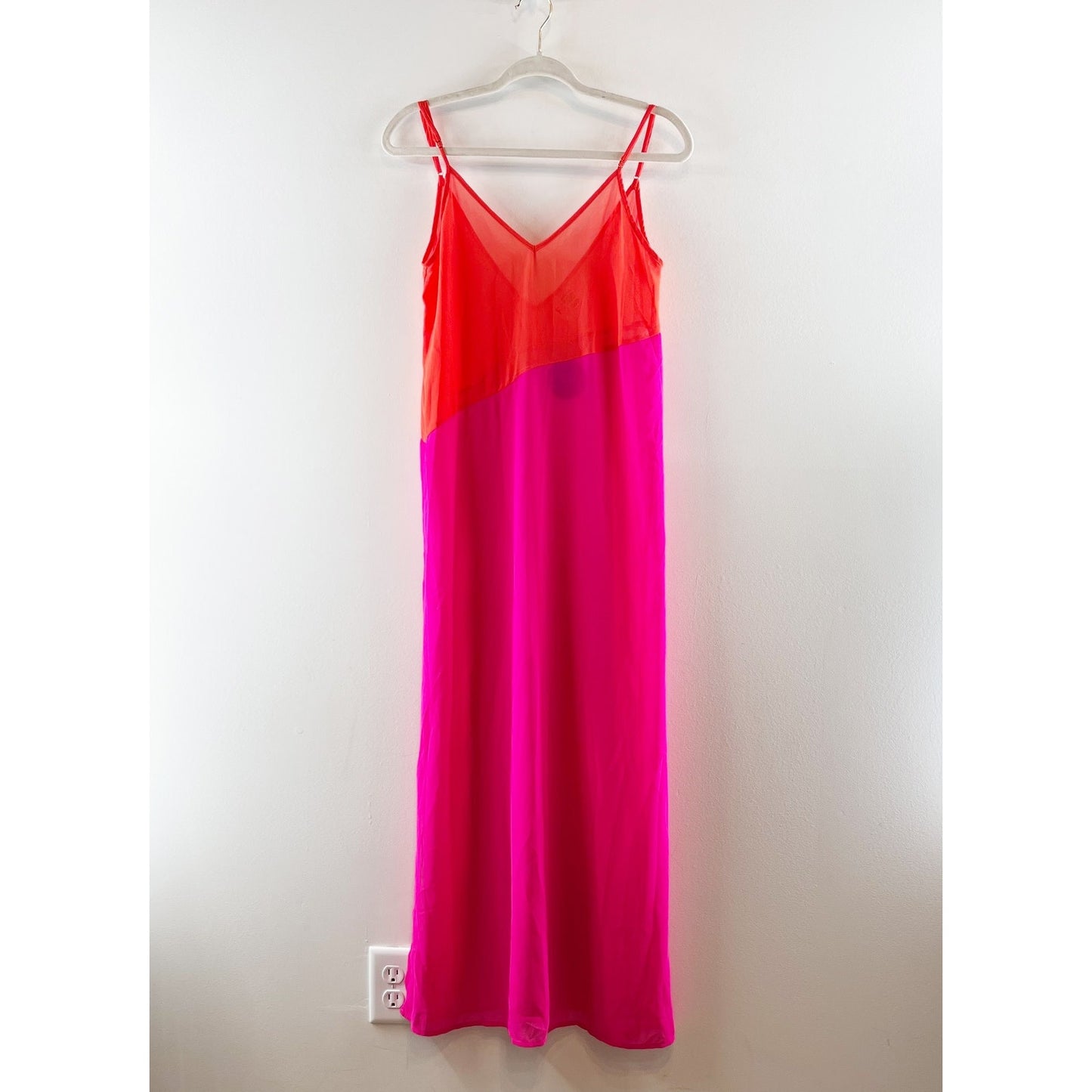 Seaside Retreat Coral Red Magenta Maxi Swim Cover-Up Dress XS