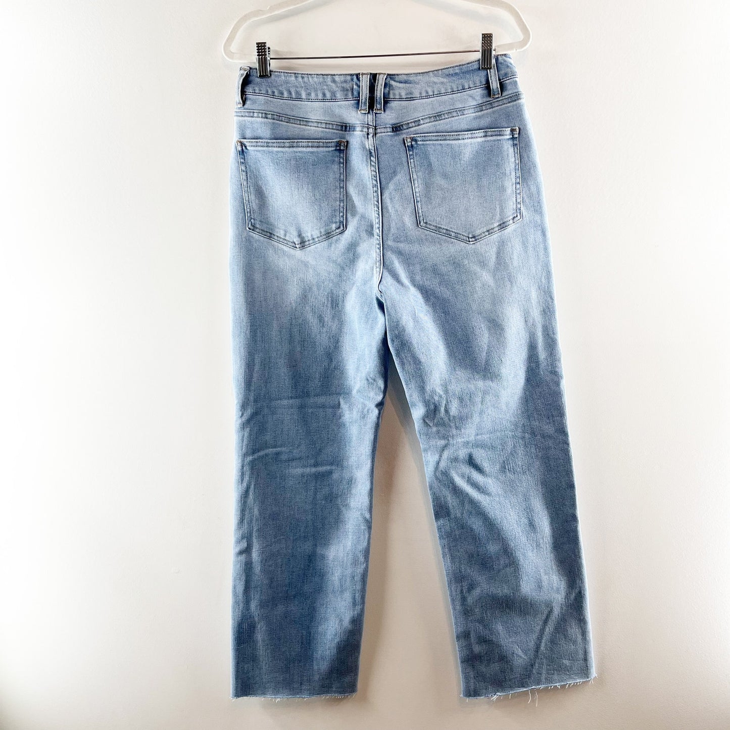 Oat New York High Rise Wide Leg Raw Hem Jeans Denim Blue 10 / 30