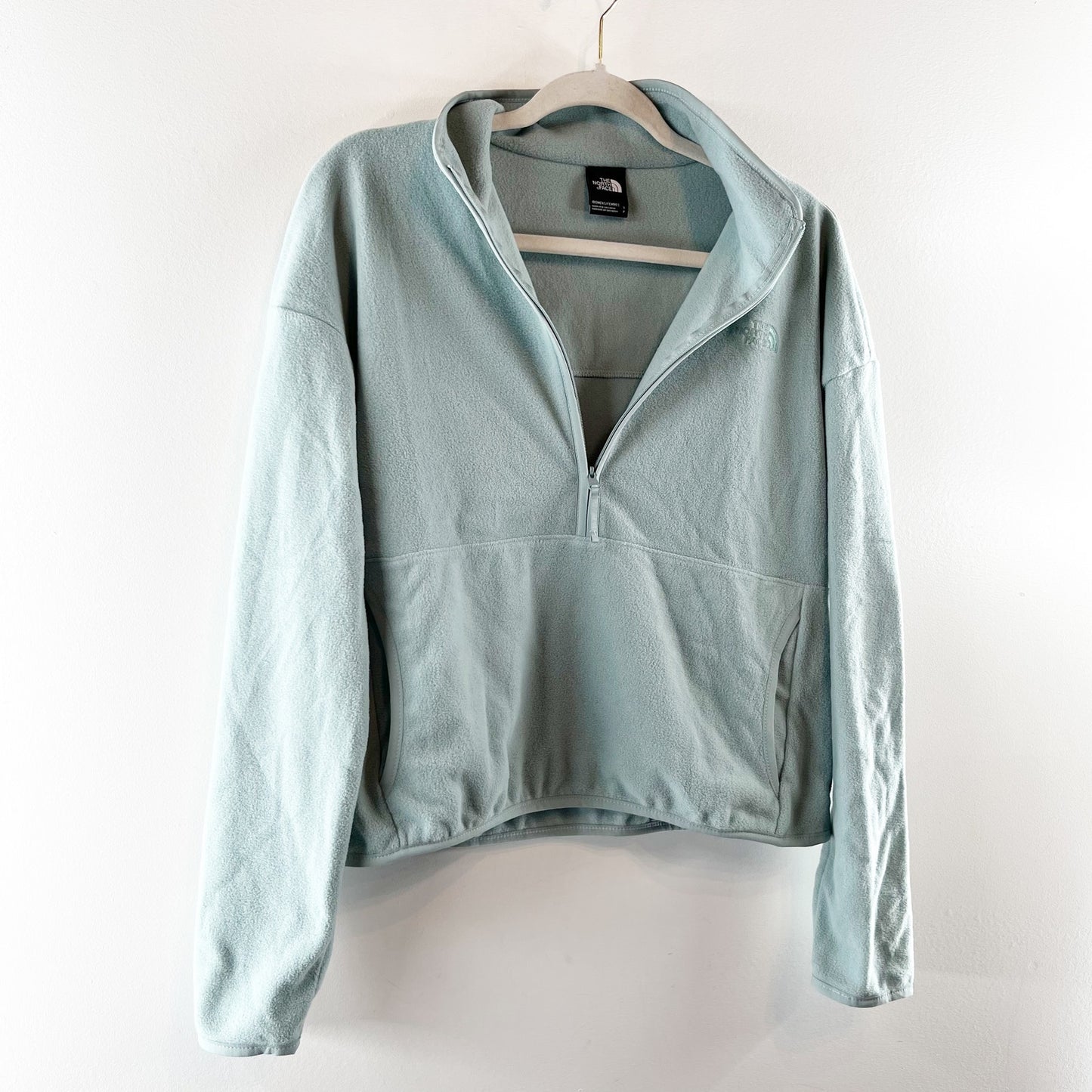 The North Face TKA Glacier 1/2 Zip Cropped Sweater Jacket Green Small