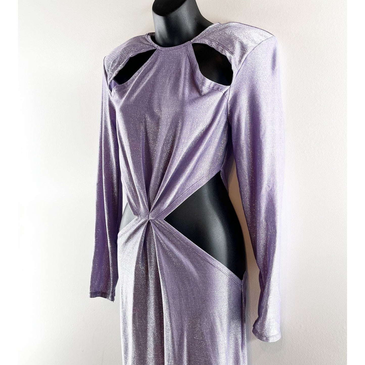 Bronx & Banco Amara Long Sleeve Cutout Maxi Dress Gown Lilac Purple XXL