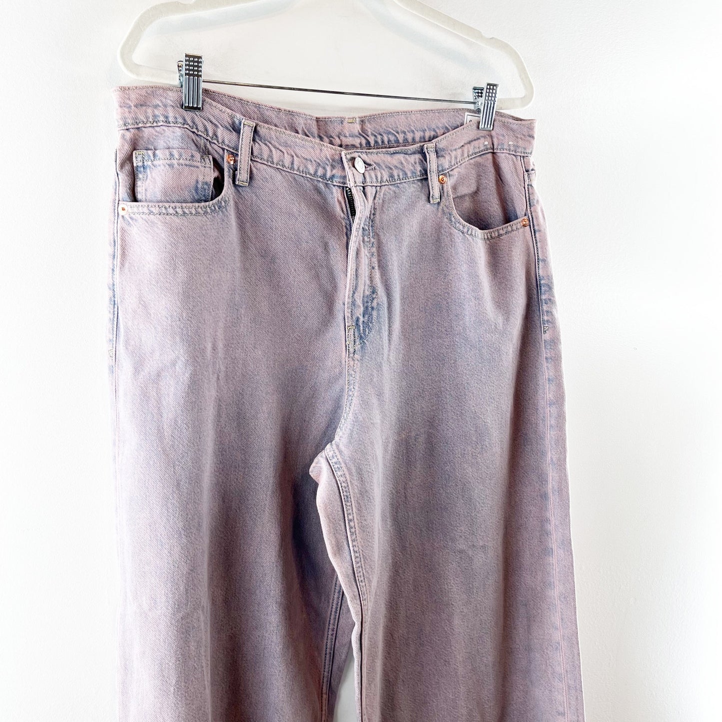 GAP Baggy Mid Rise Wide Leg Ultrasoft Denim Jeans Rose Mist Purple 14 / 32