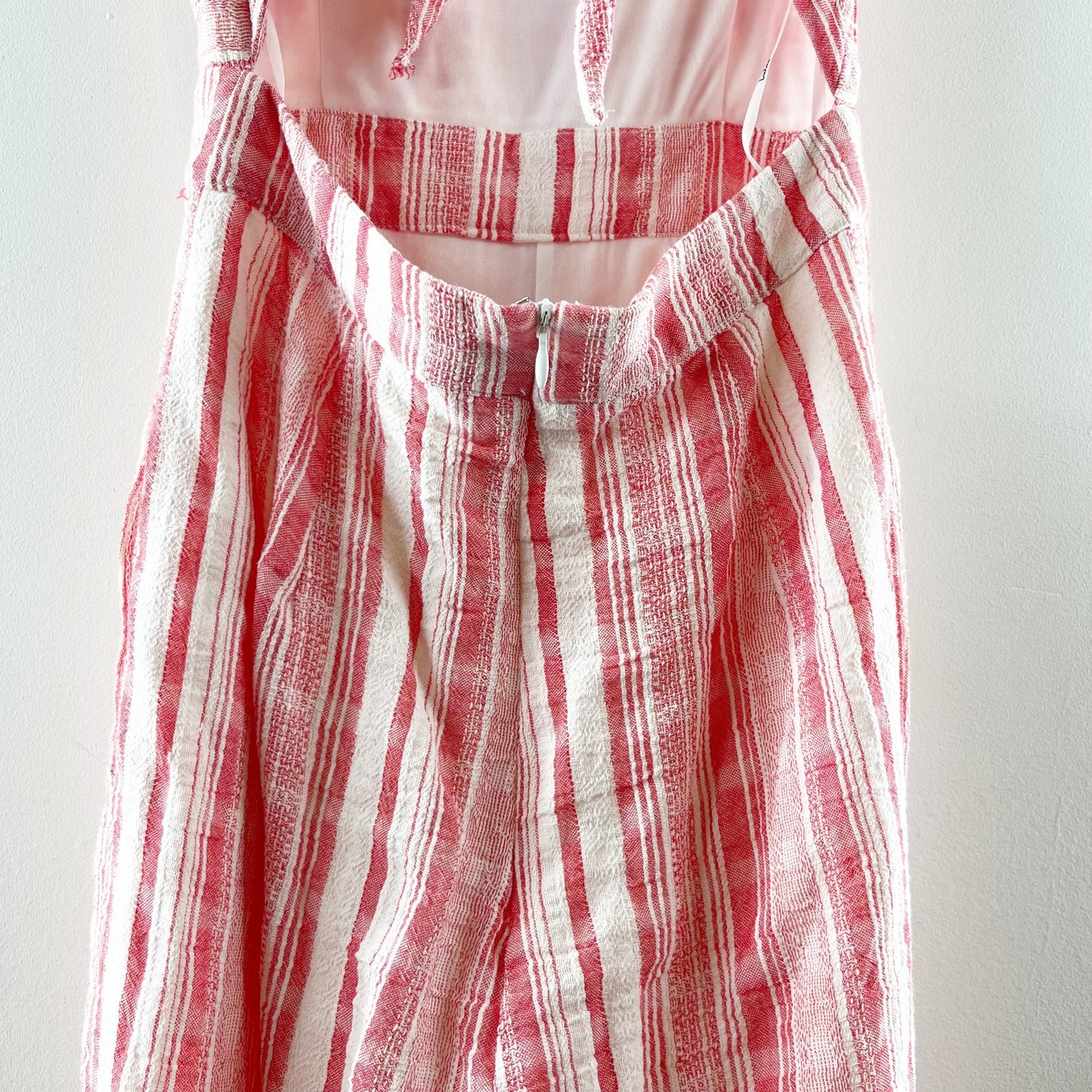 Lulus Sleeveless Coastal Living Red Striped Tie Back Wide Leg Jumpsuit Pink XS