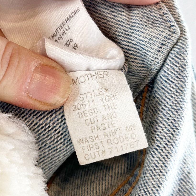 Mother Cut and Paste Denim Patchwork Faux Sherling Jacket Aint My First Rodeo S