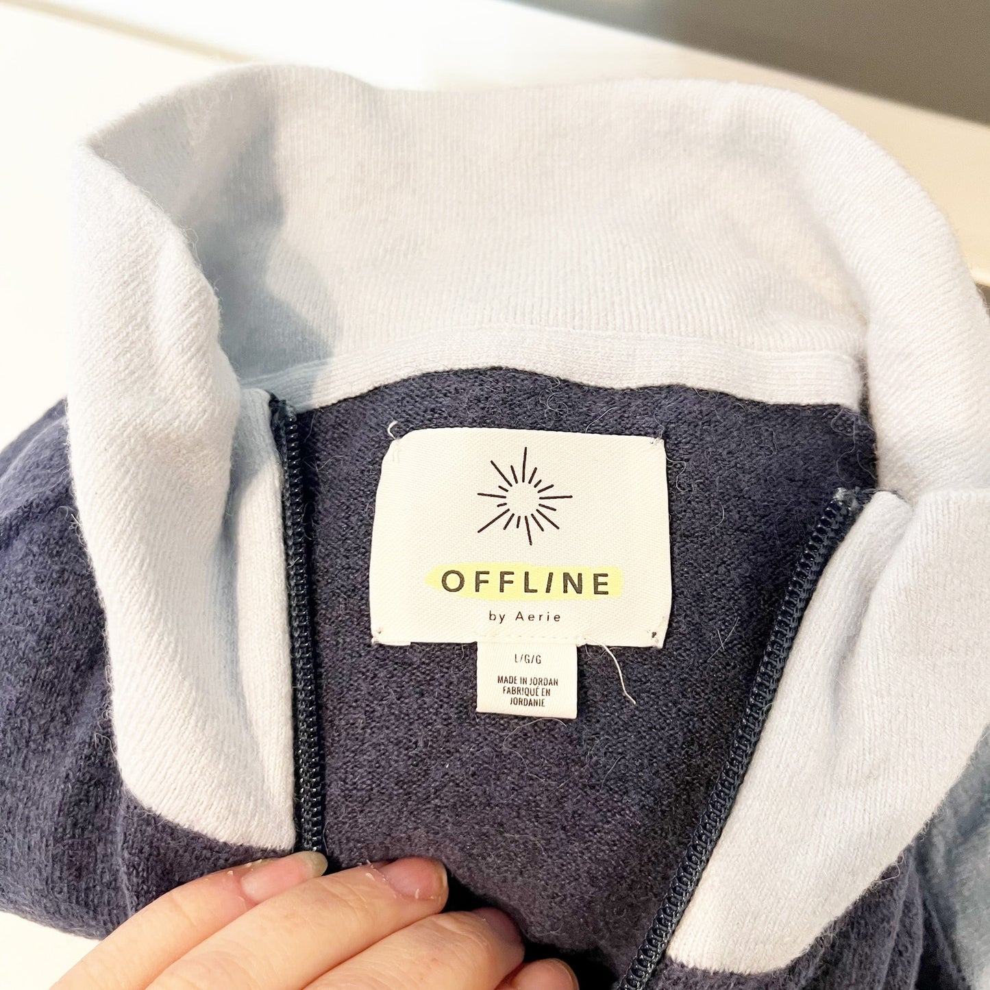 OFFLINE by Aerie Long Sleeve Sweater Track Jacket Fresh Bright Navy Blue Large