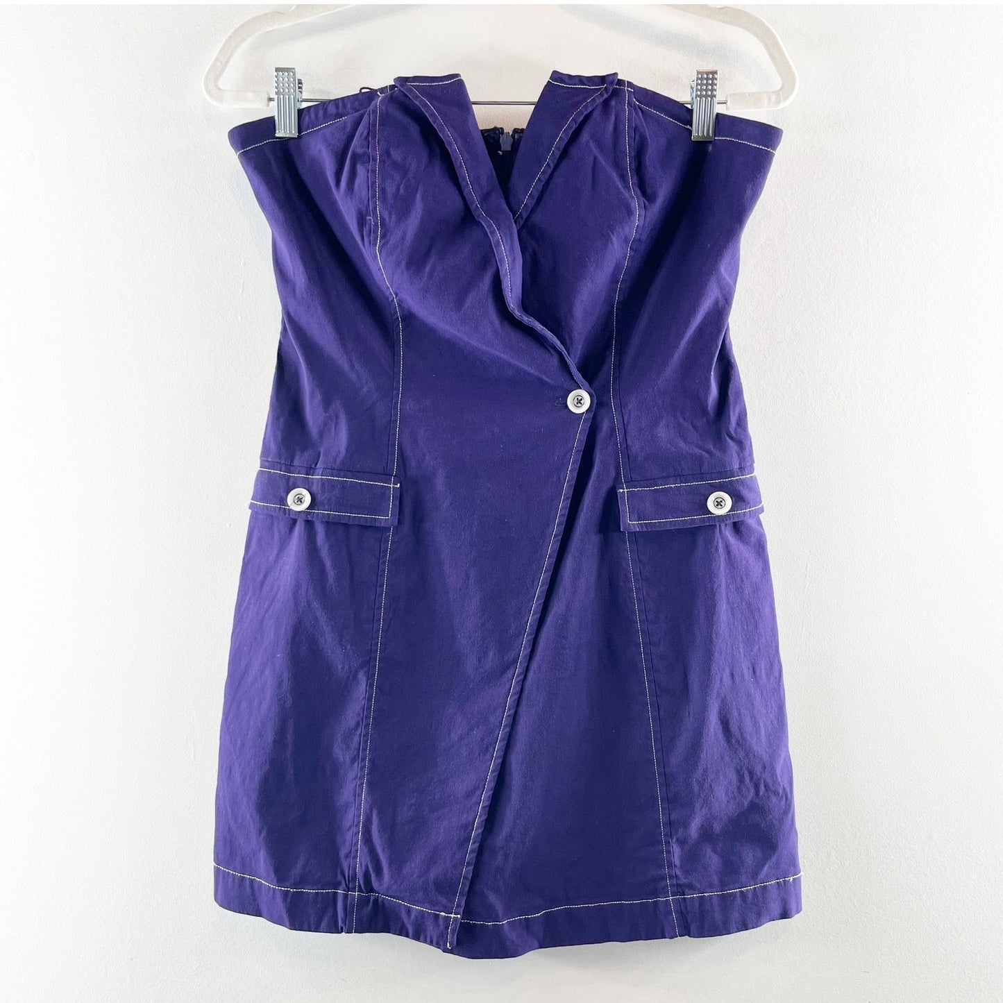 Maeve Anthropologie Strapless Mini Blazer Dress Navy Blue 10