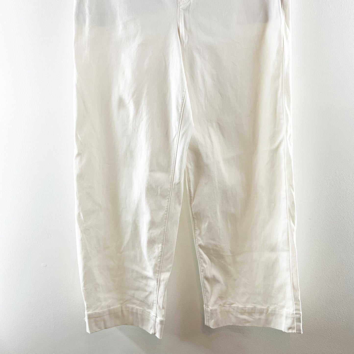 Spanx High Rise Cropped Twill Wide Leg Pants Trousers White Large